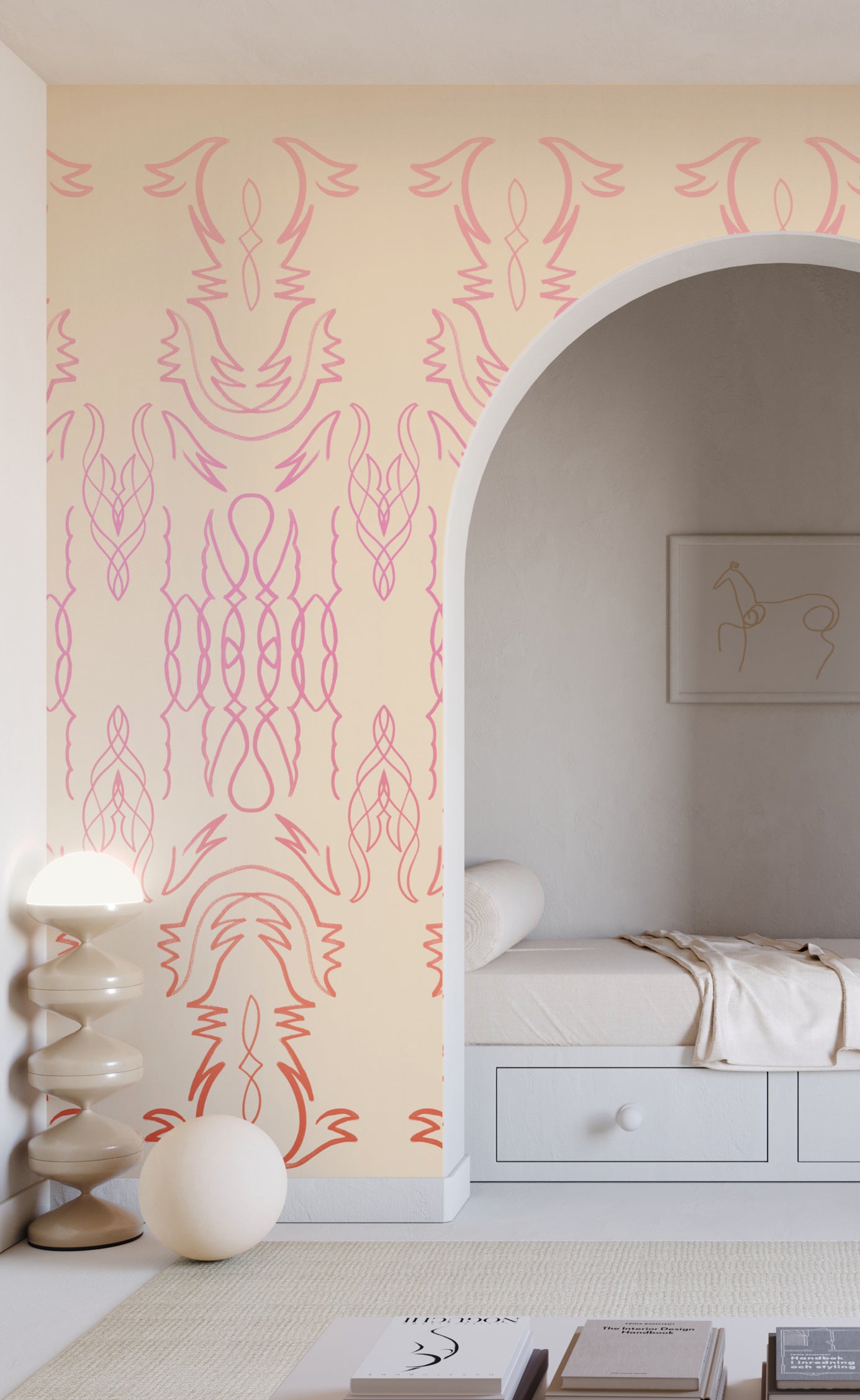 Side Saddle© Wallpaper in Antique Rose