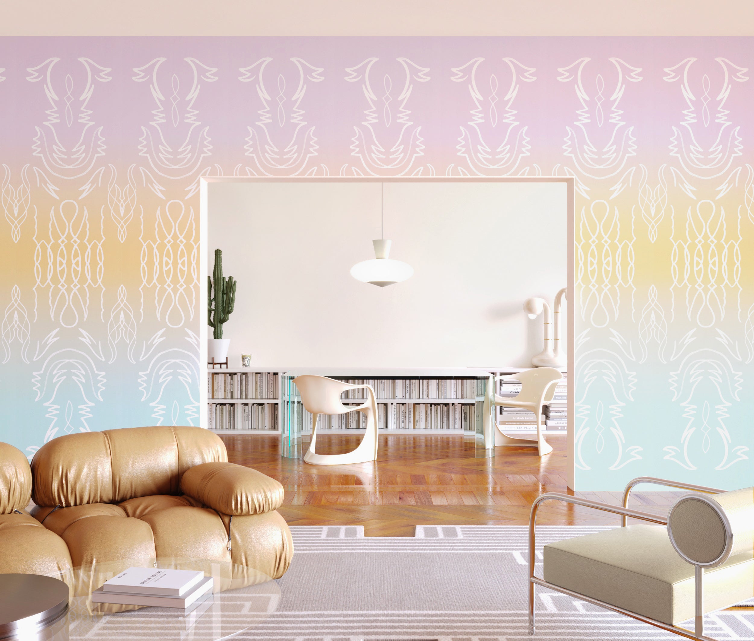 Side Saddle© Wallpaper in Pastel Sunset