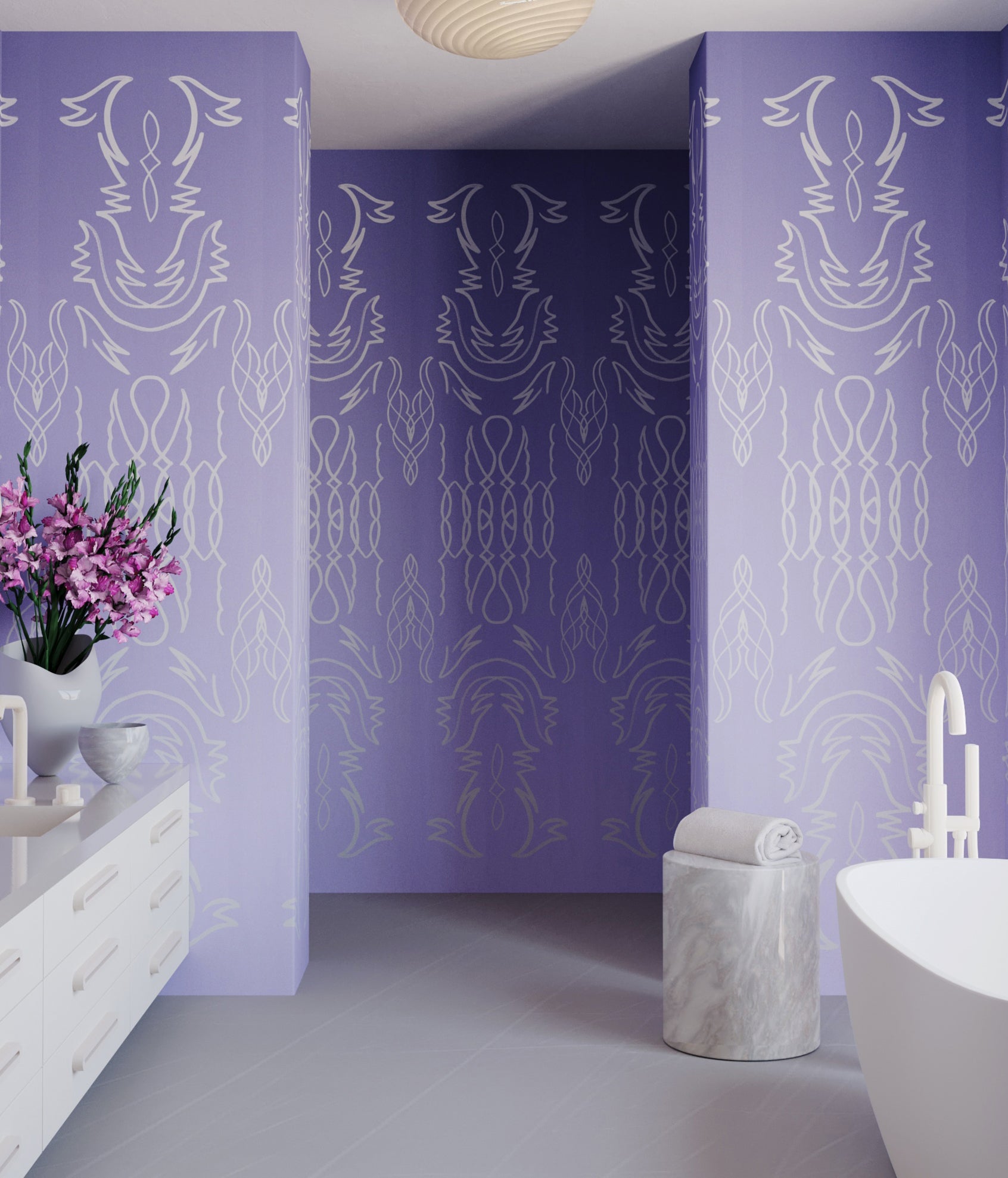 Side Saddle© Wallpaper in Purple Haze