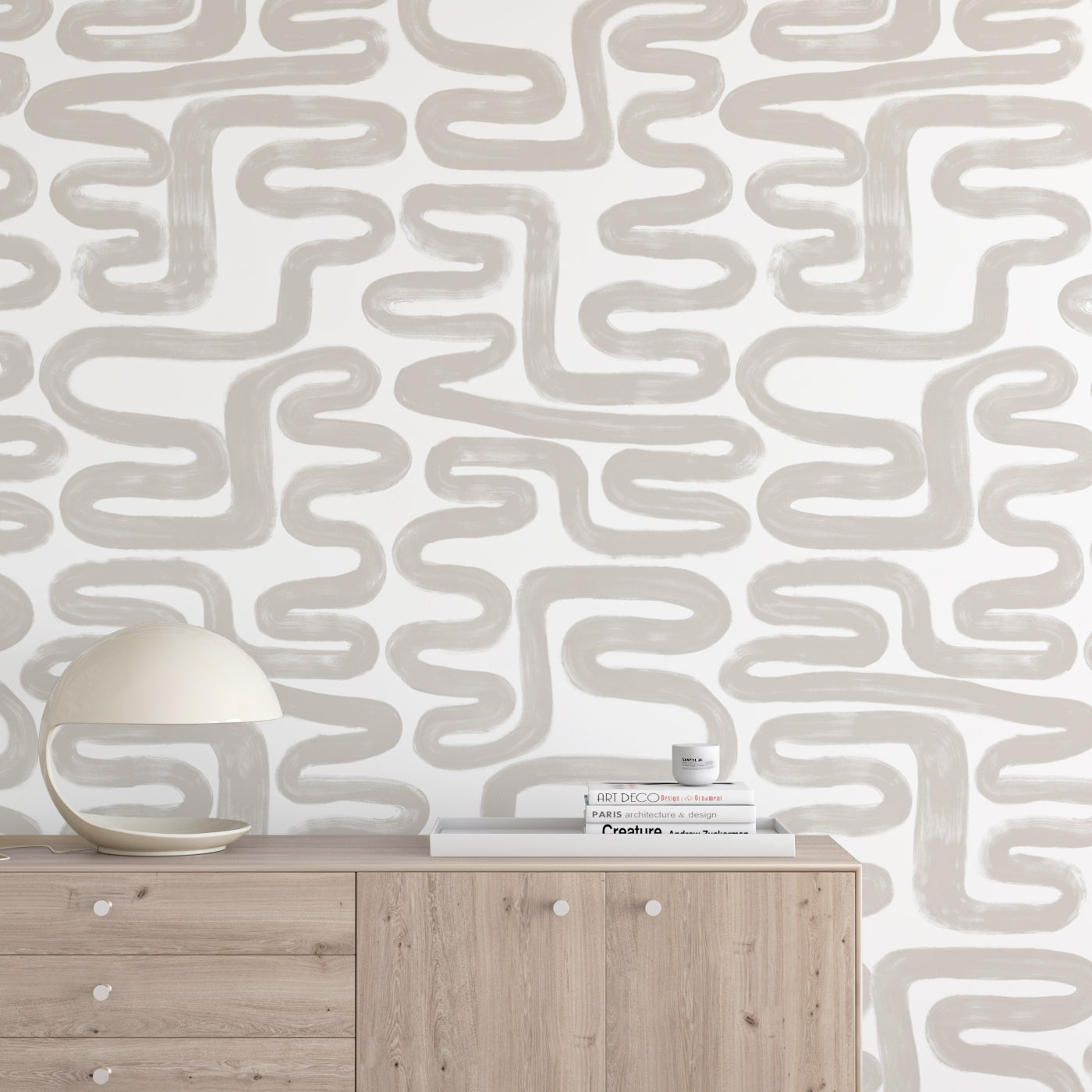 Azteca© Wallpaper in Soft Grey