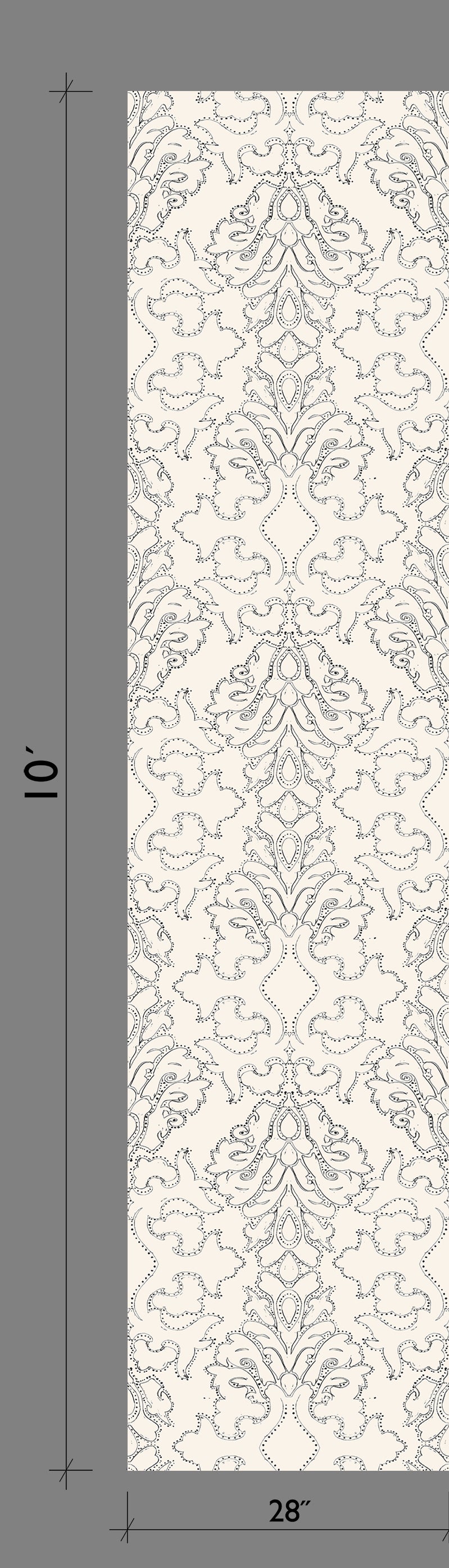 Western Damask© Wallpaper in Black + Cremé