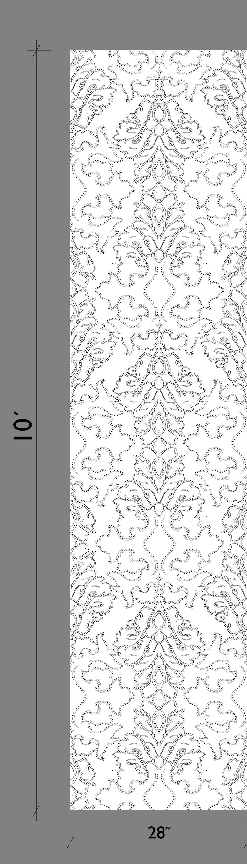 Western Damask© Wallpaper in Black + White