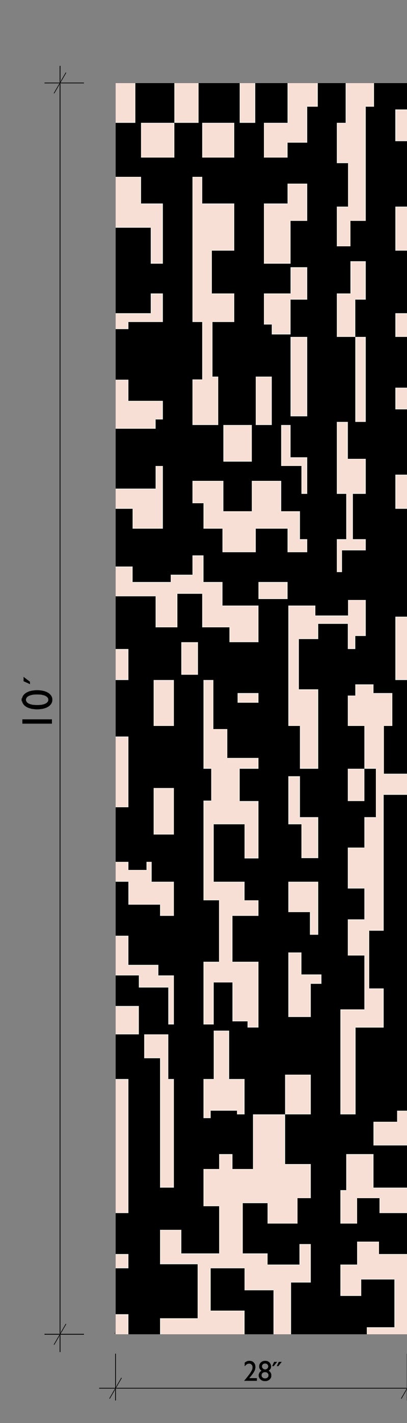 Mainframe© Wallpaper in Flamingo + Black