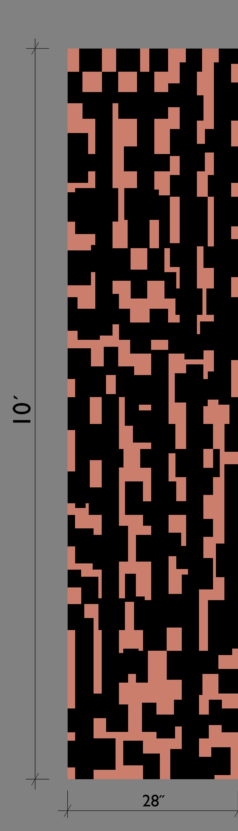 Mainframe© Wallpaper in Strawberry Kiss + Black