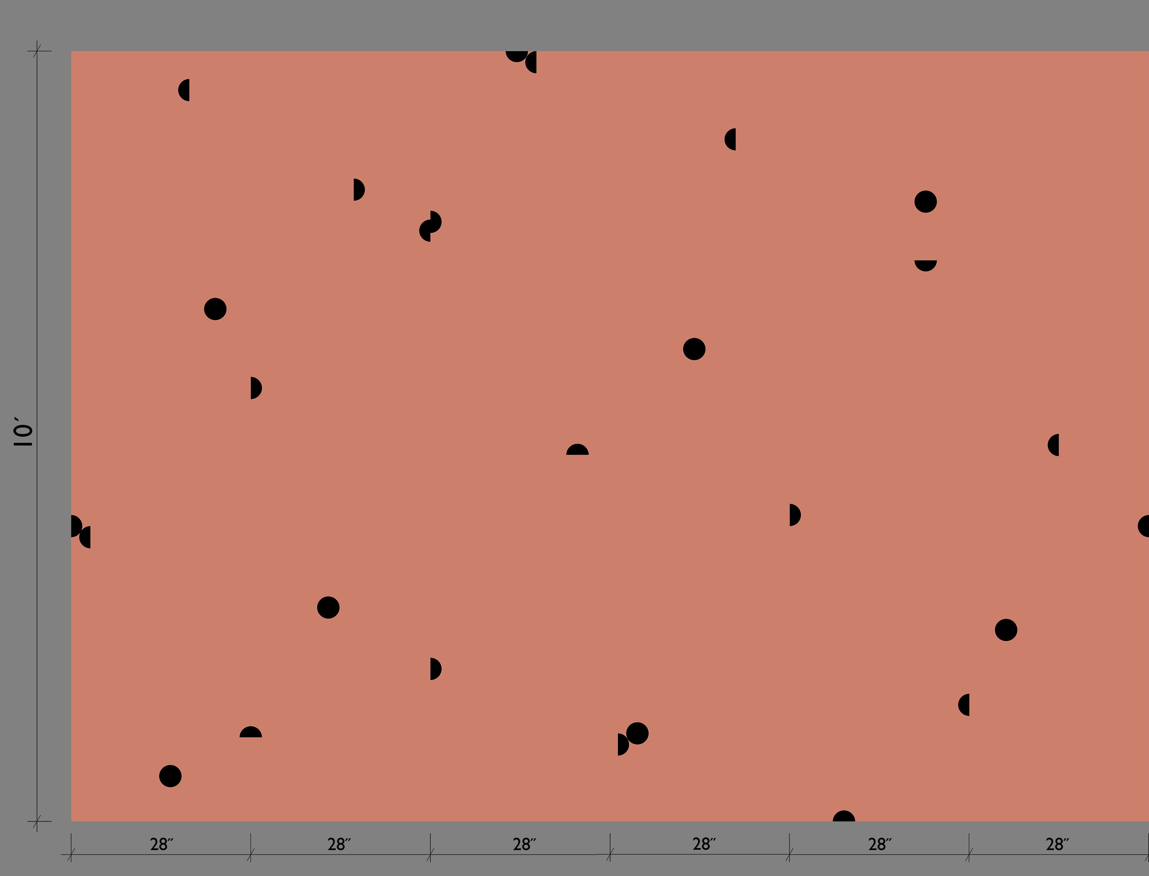 Mezzaluna© Wallpaper in Strawberry Kiss + Black