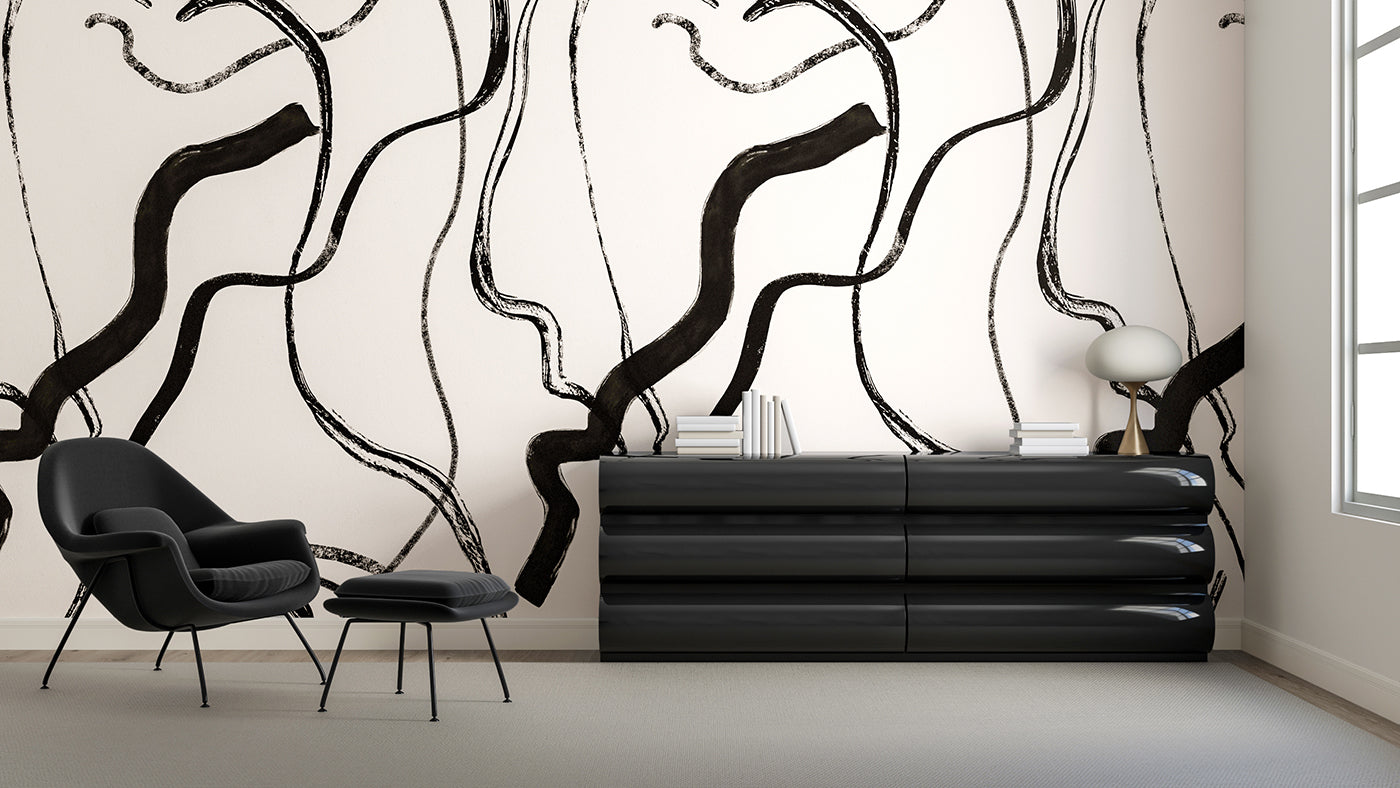 Terrain© Mural Wallpaper in Black + Cremé