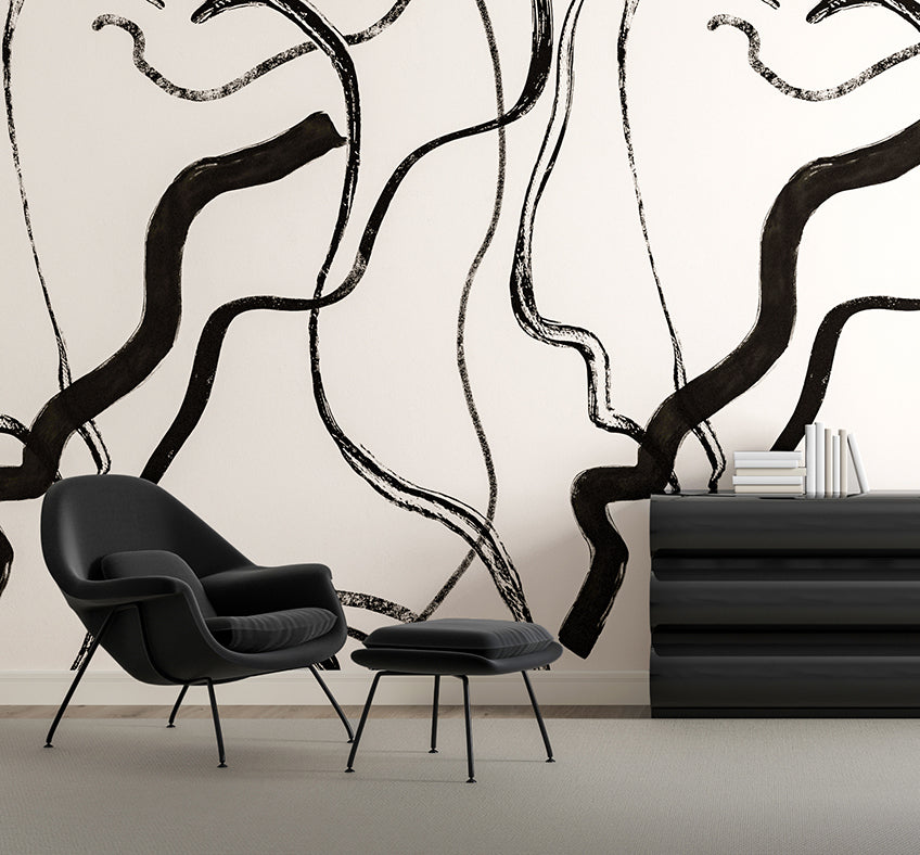 Terrain© Mural Wallpaper in Black + Cremé