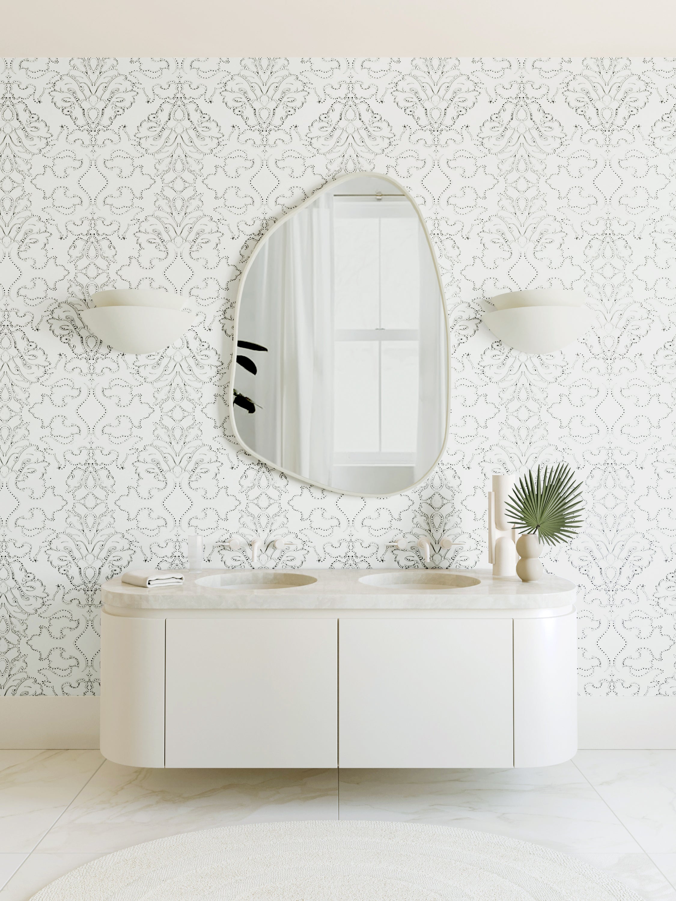 Western Damask© Wallpaper in Alabaster