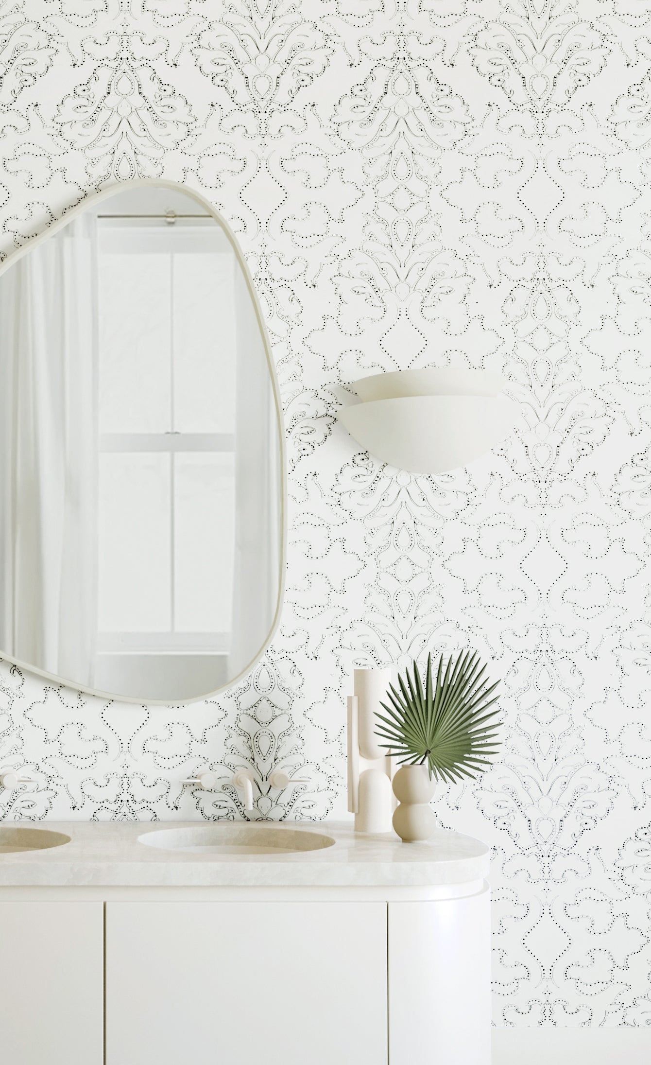 Western Damask© Wallpaper in Alabaster