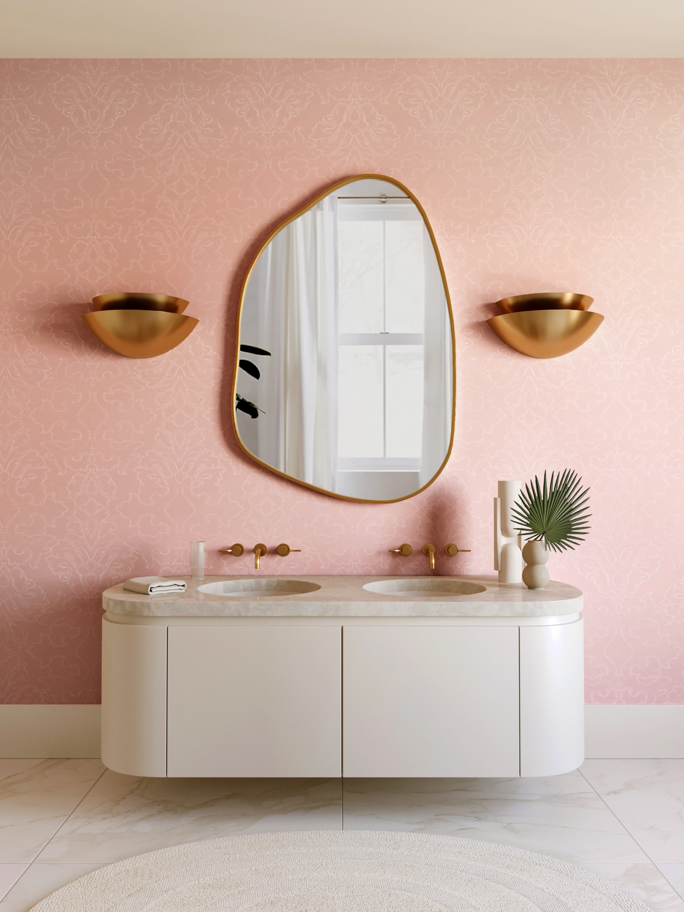 Western Damask© Wallpaper in Azalea