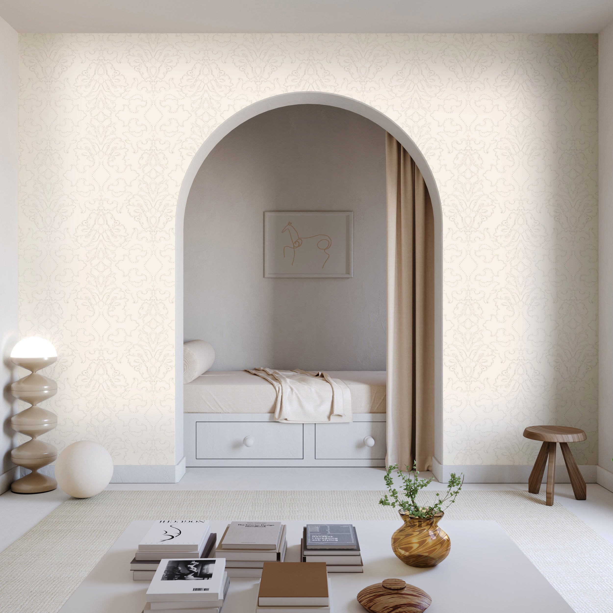 Western Damask© Wallpaper in Mineral