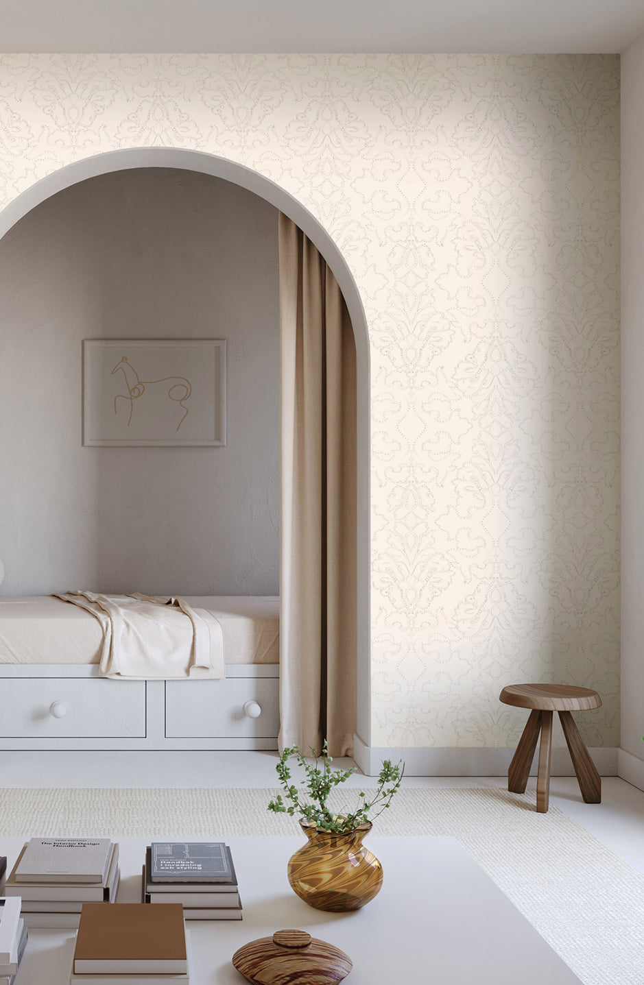 Western Damask© Wallpaper in Mineral