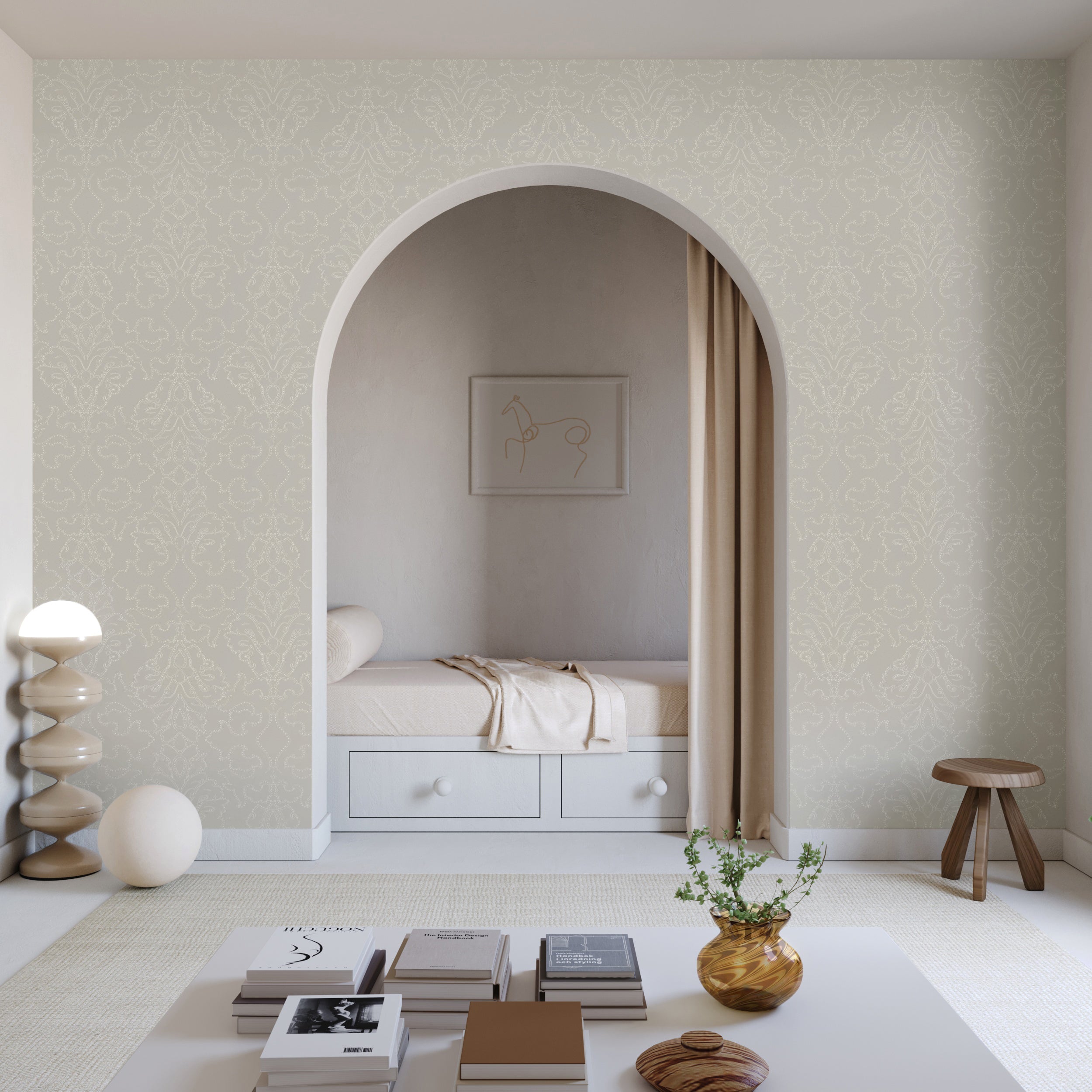 Western Damask© Wallpaper in Slate