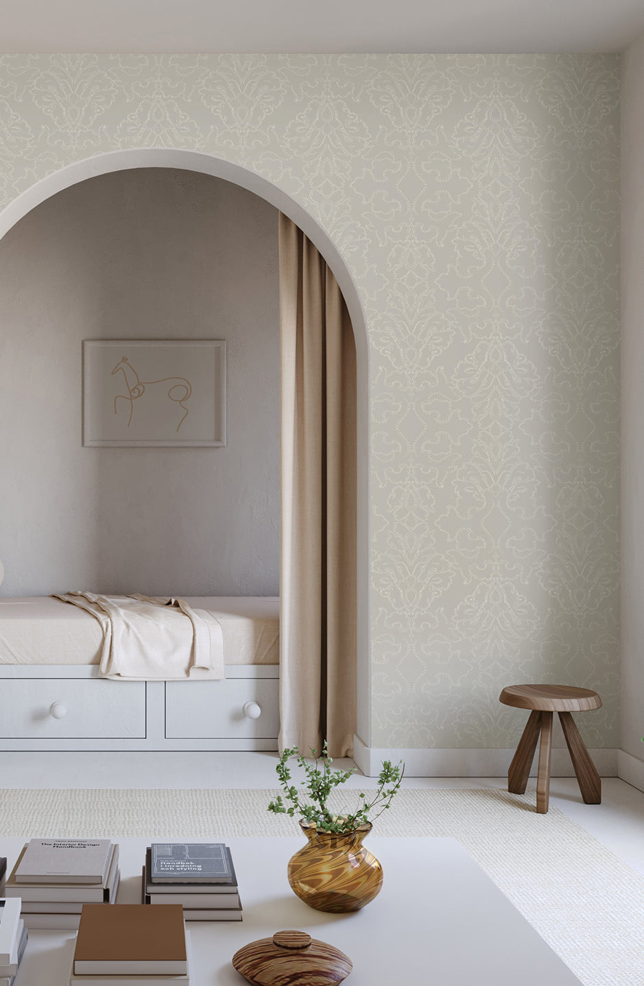 Western Damask© Wallpaper in Slate