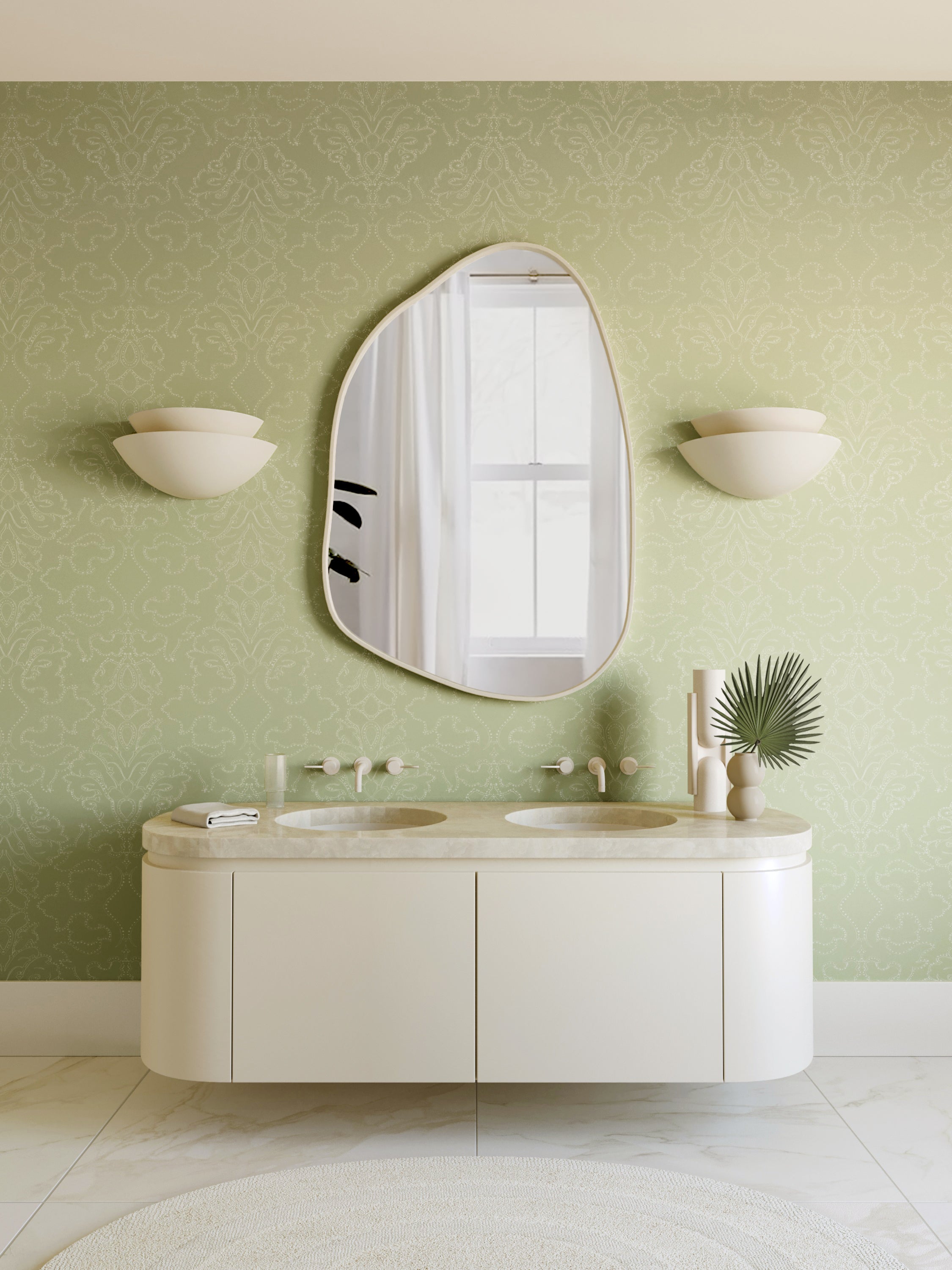 Western Damask© Wallpaper in Stonecrop