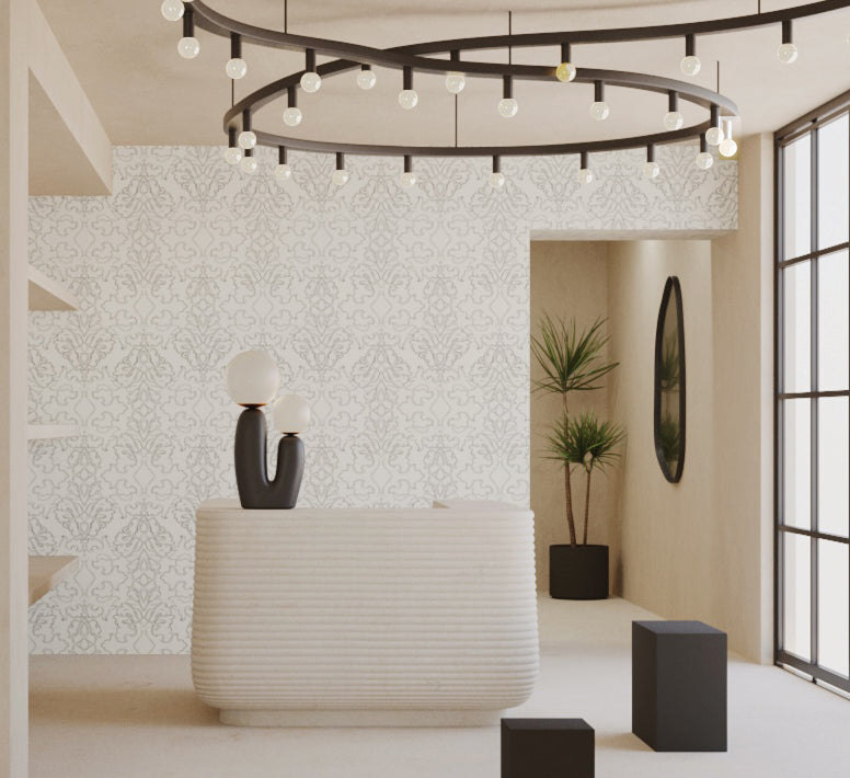 Western Damask© Wallpaper in Alabaster