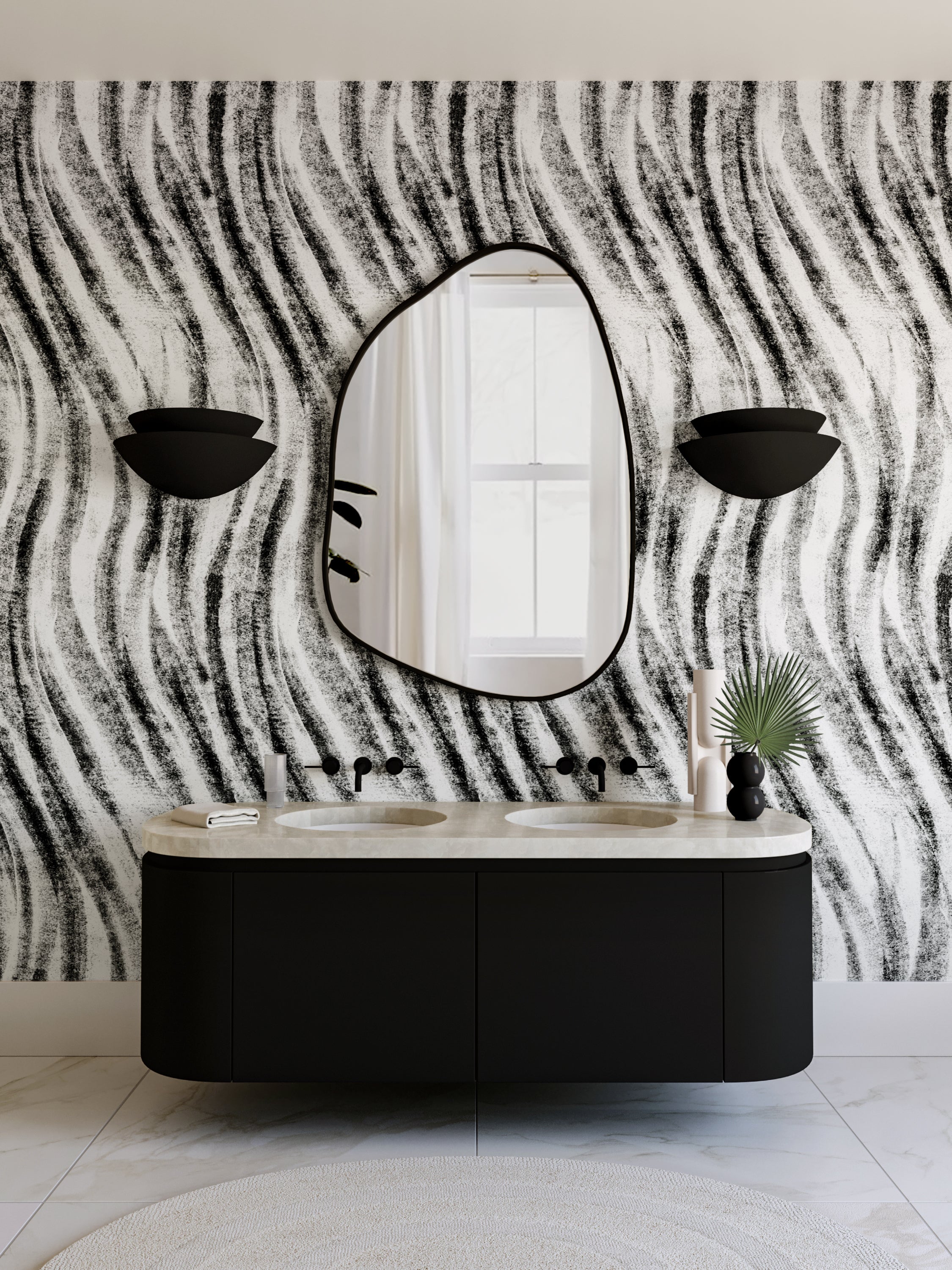 Western Trail© Wallpaper in Black + Cremé