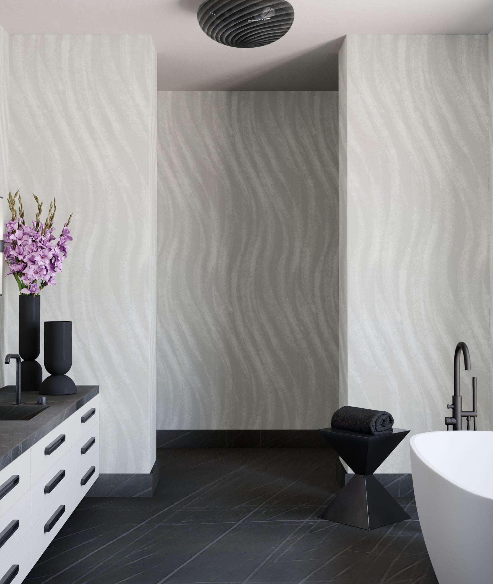 Western Trail© Wallpaper in Sky Grey