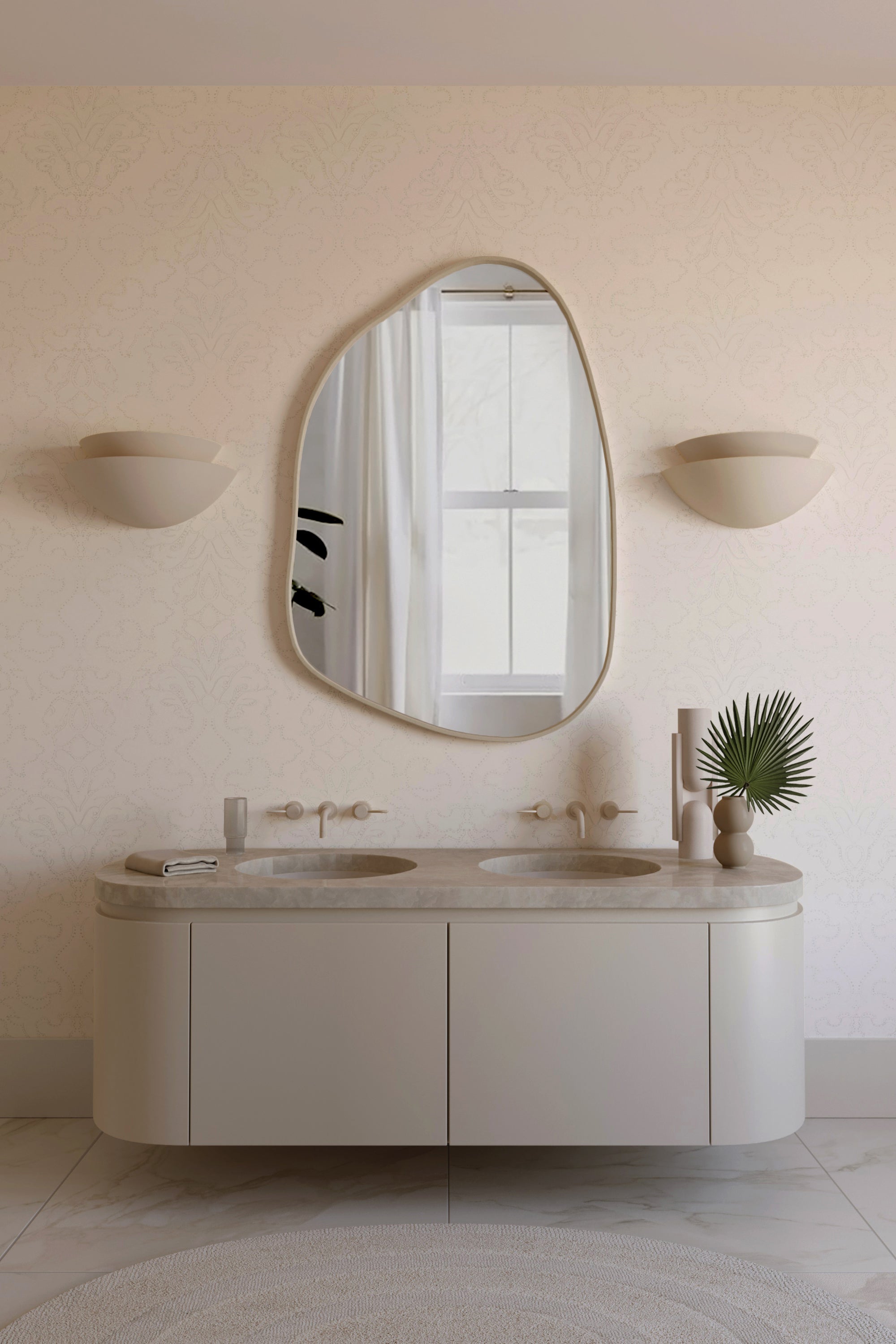 Western Damask© Wallpaper in Milk