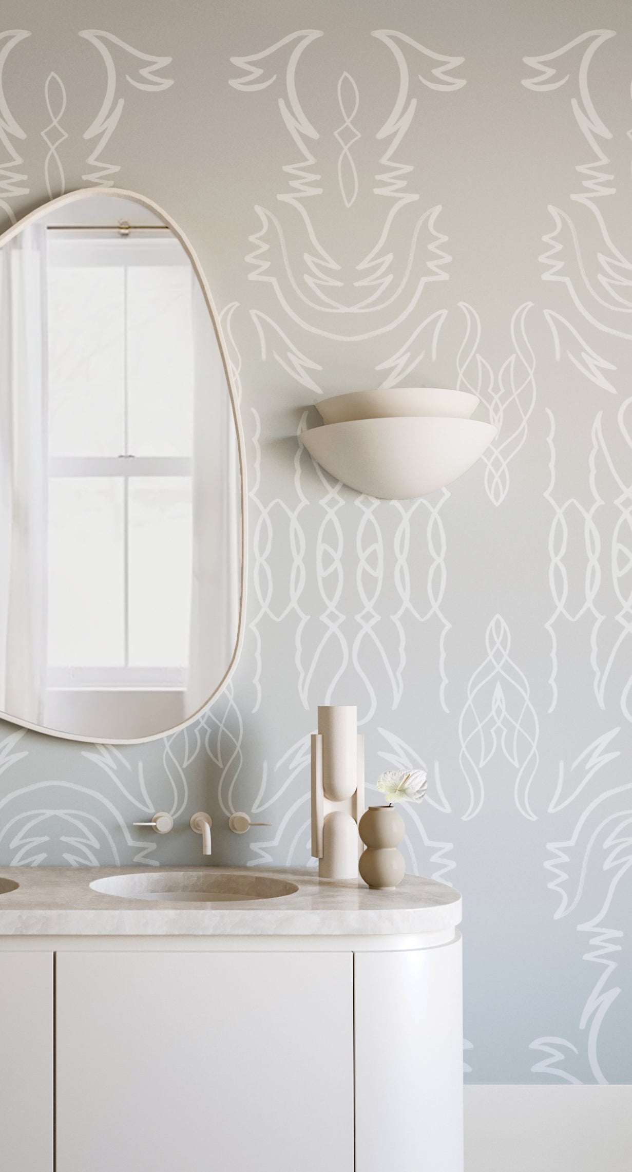 Side Saddle© Wallpaper in Sky Grey