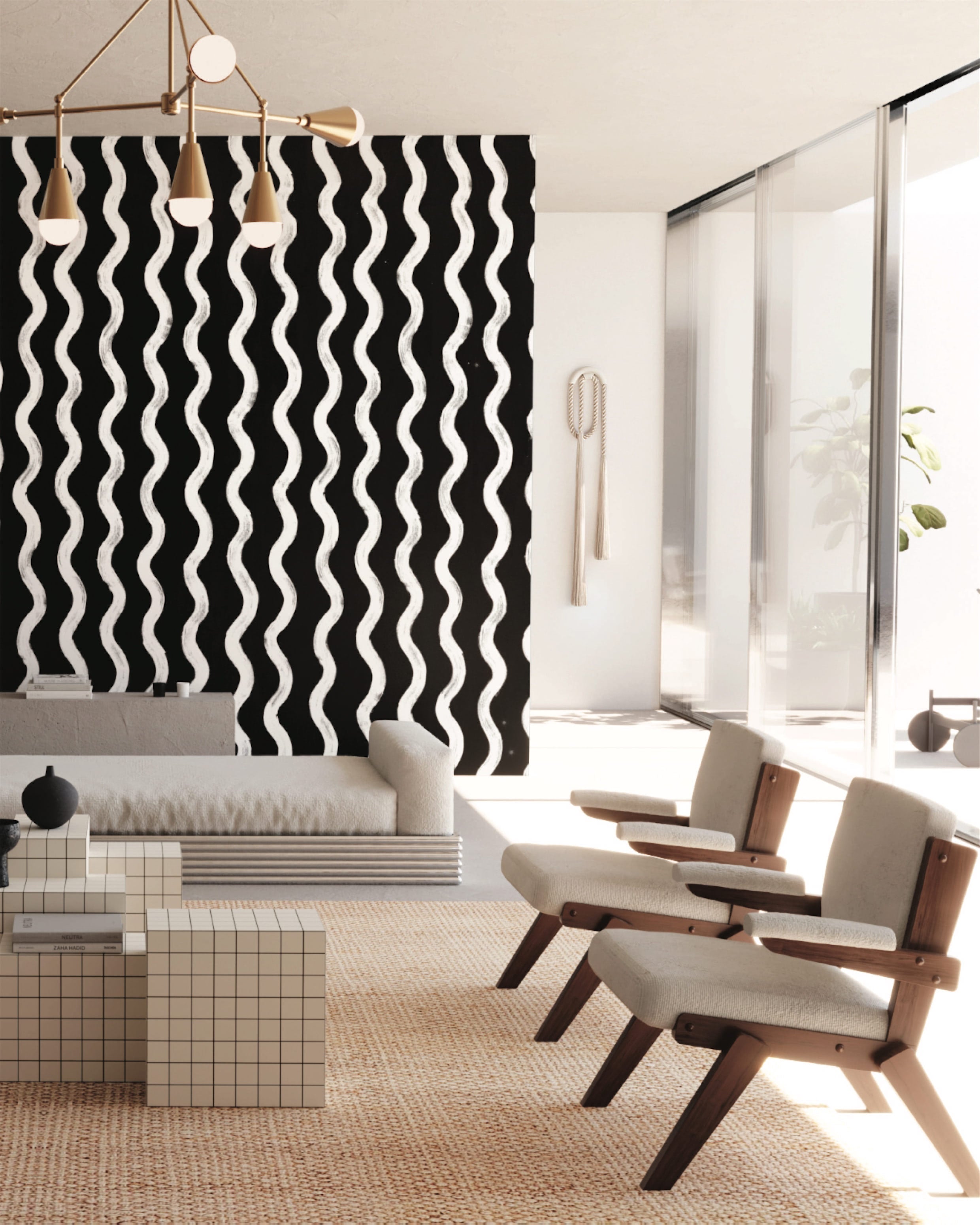 Cassette© Wallpaper in Charcoal Black