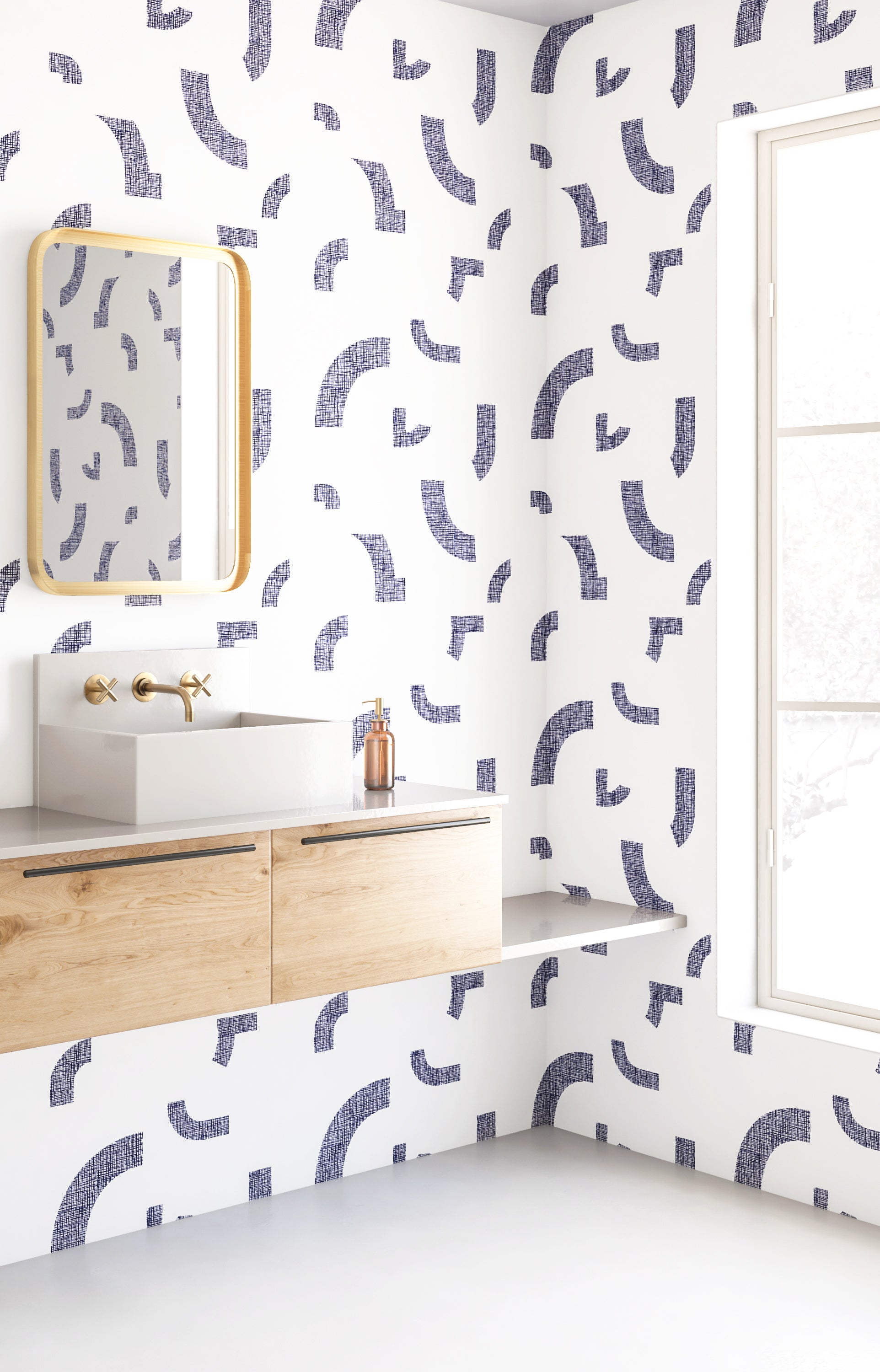 Crosshatch© Wallpaper in Navy