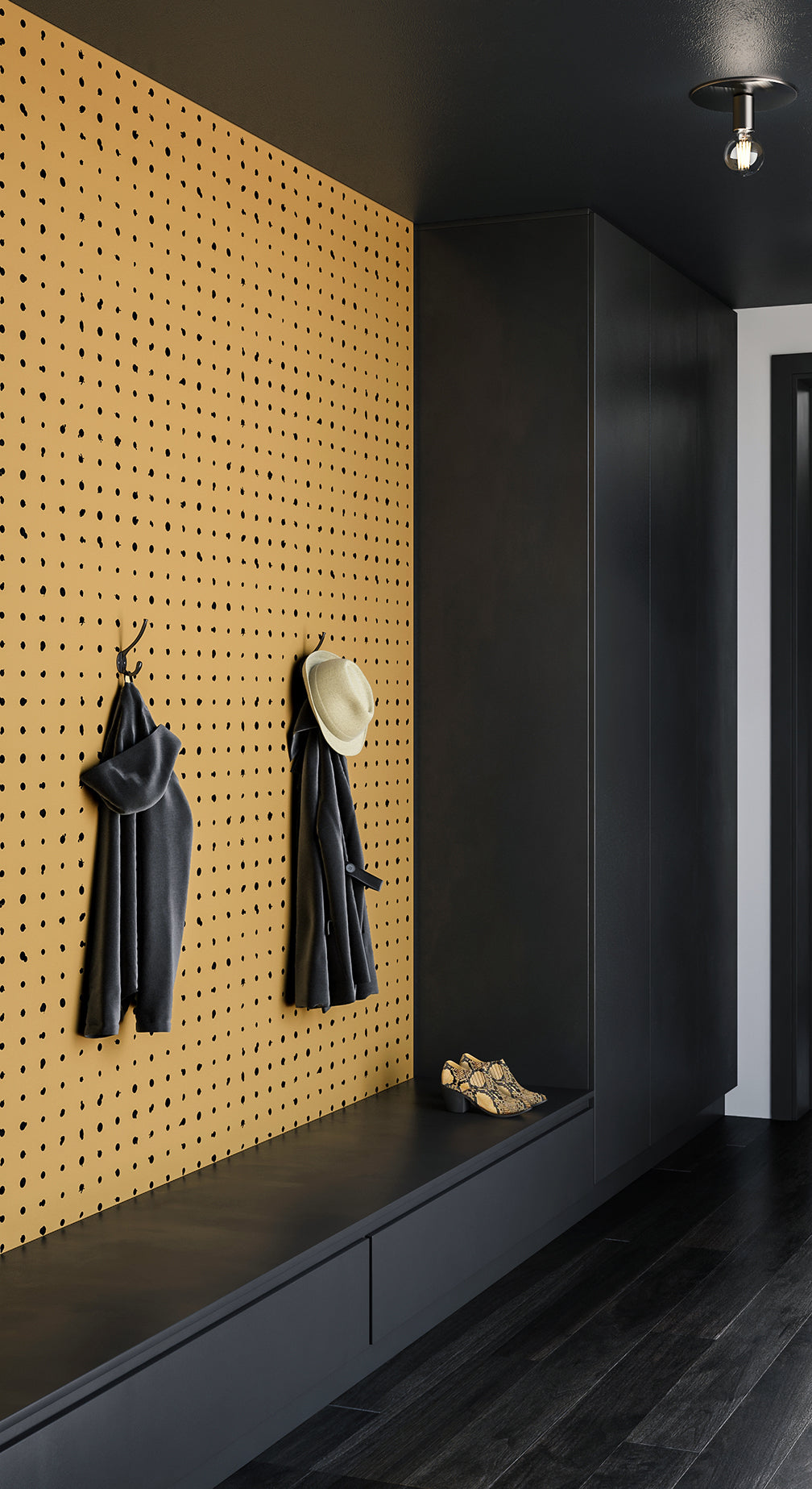 Dotted Line© Wallpaper in Mustard