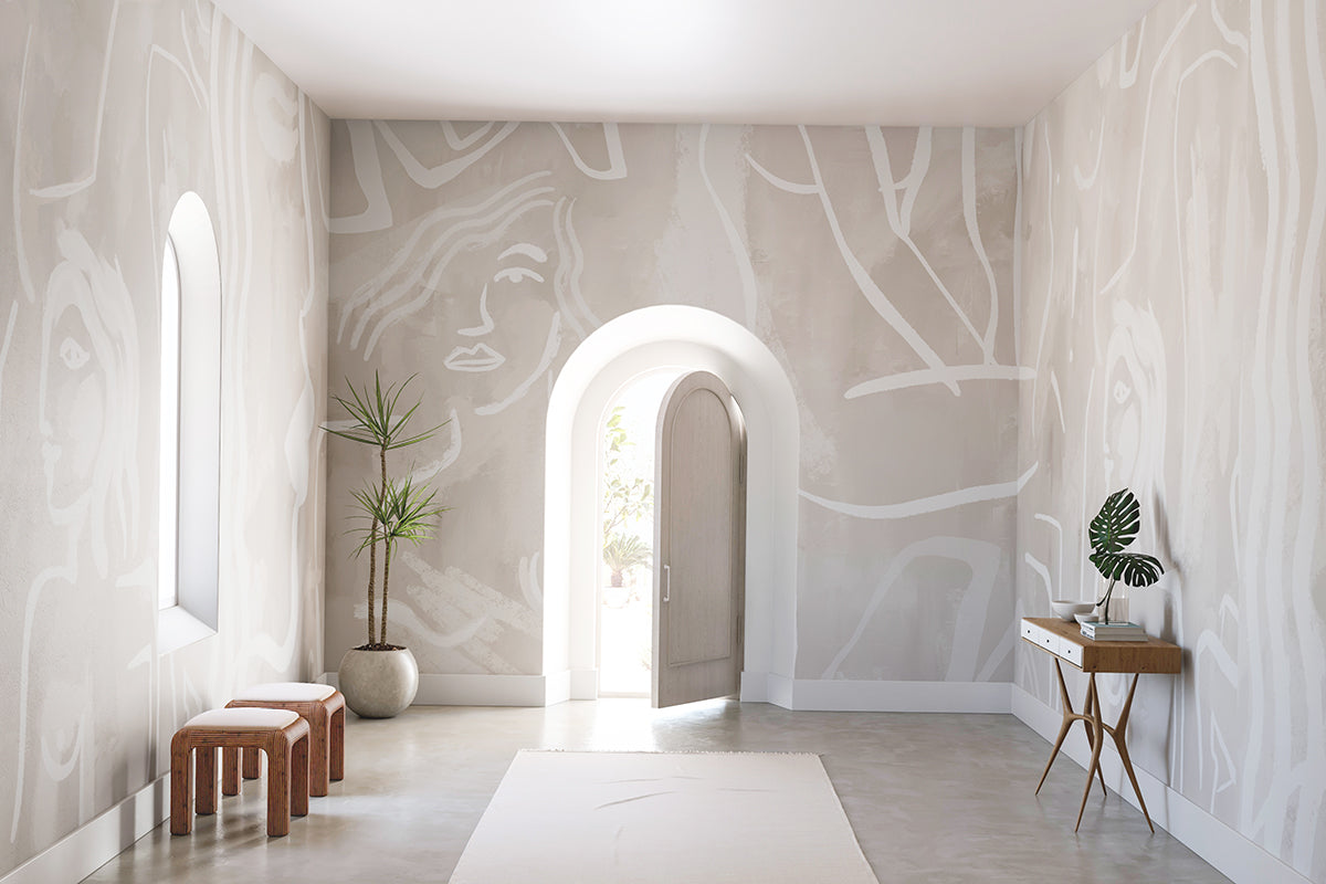 Famke© Mural Wallpaper in Chalk