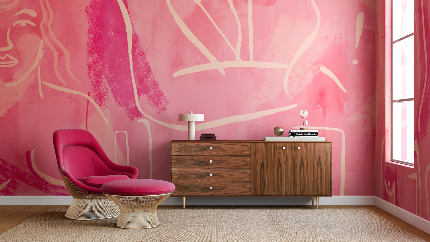 Famke© Mural Wallpaper in Fuchsia