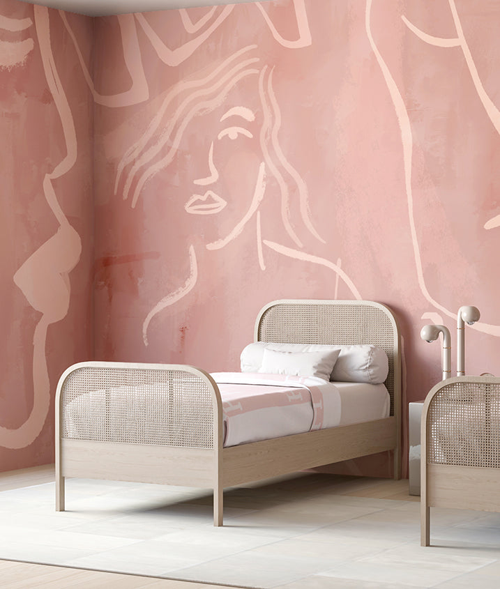 Famke© Mural Wallpaper in Mauve