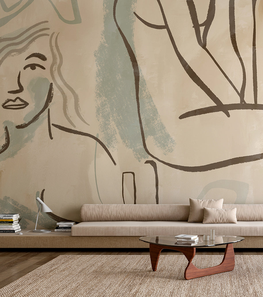 Famke© Mural Wallpaper in Reef