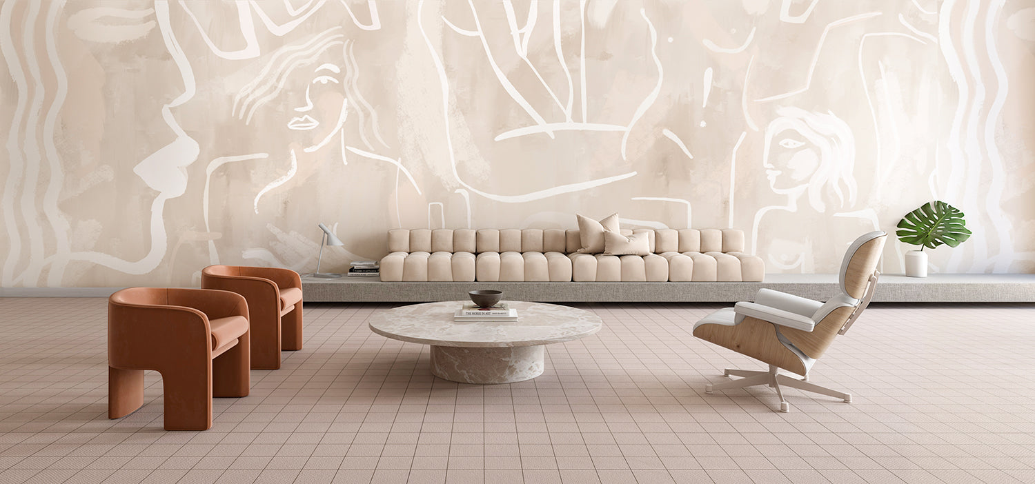 Famke© Mural Wallpaper in Sandstone