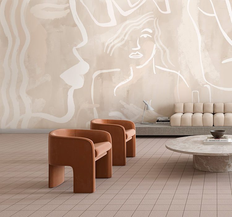 Famke© Mural Wallpaper in Sandstone