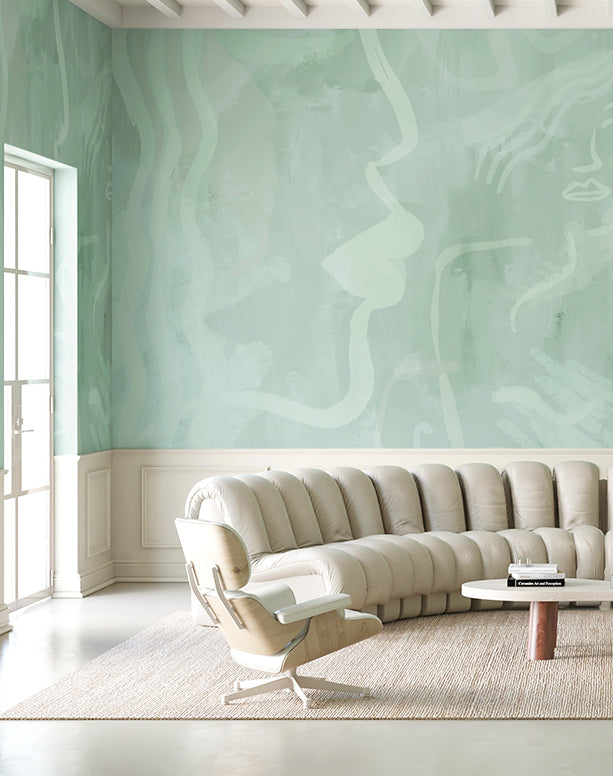 Famke© Mural Wallpaper in Teal