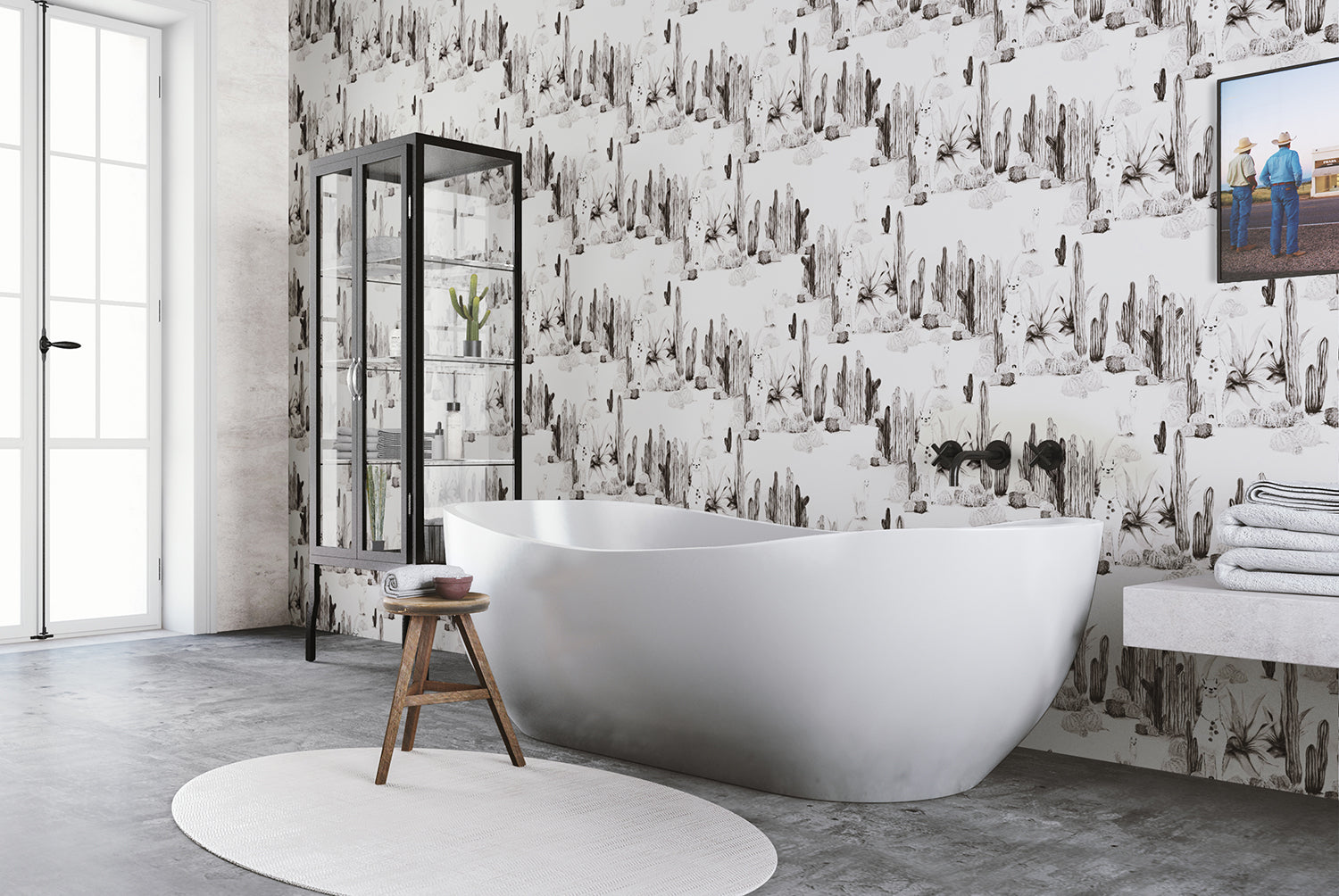 Desert Llama© Wallpaper in Black + Cremé