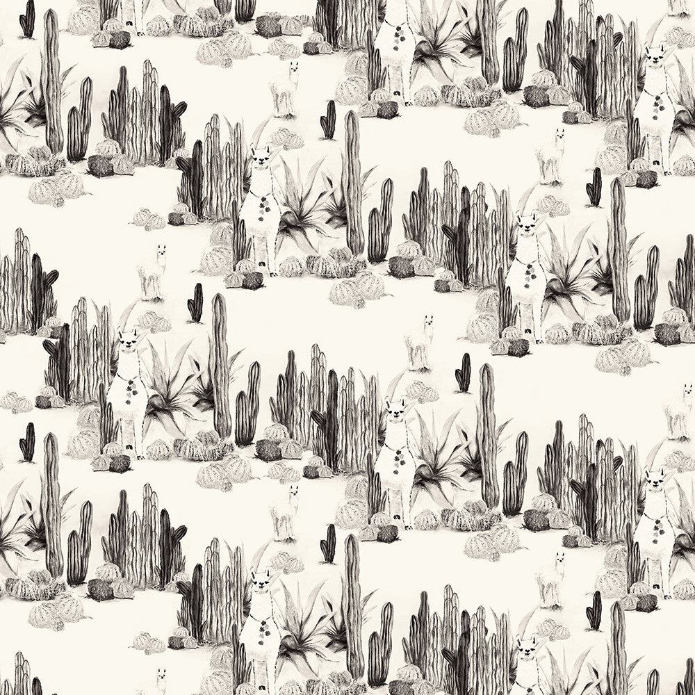 Desert Llama© Wallpaper in Black + Cremé
