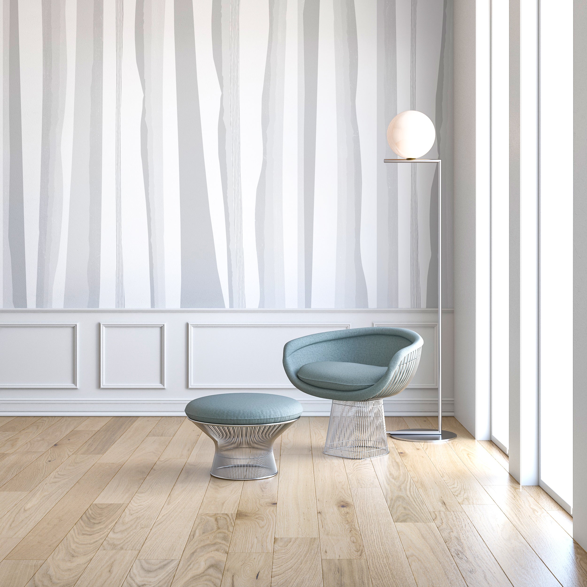 Longitude© Mural Wallpaper in Grey