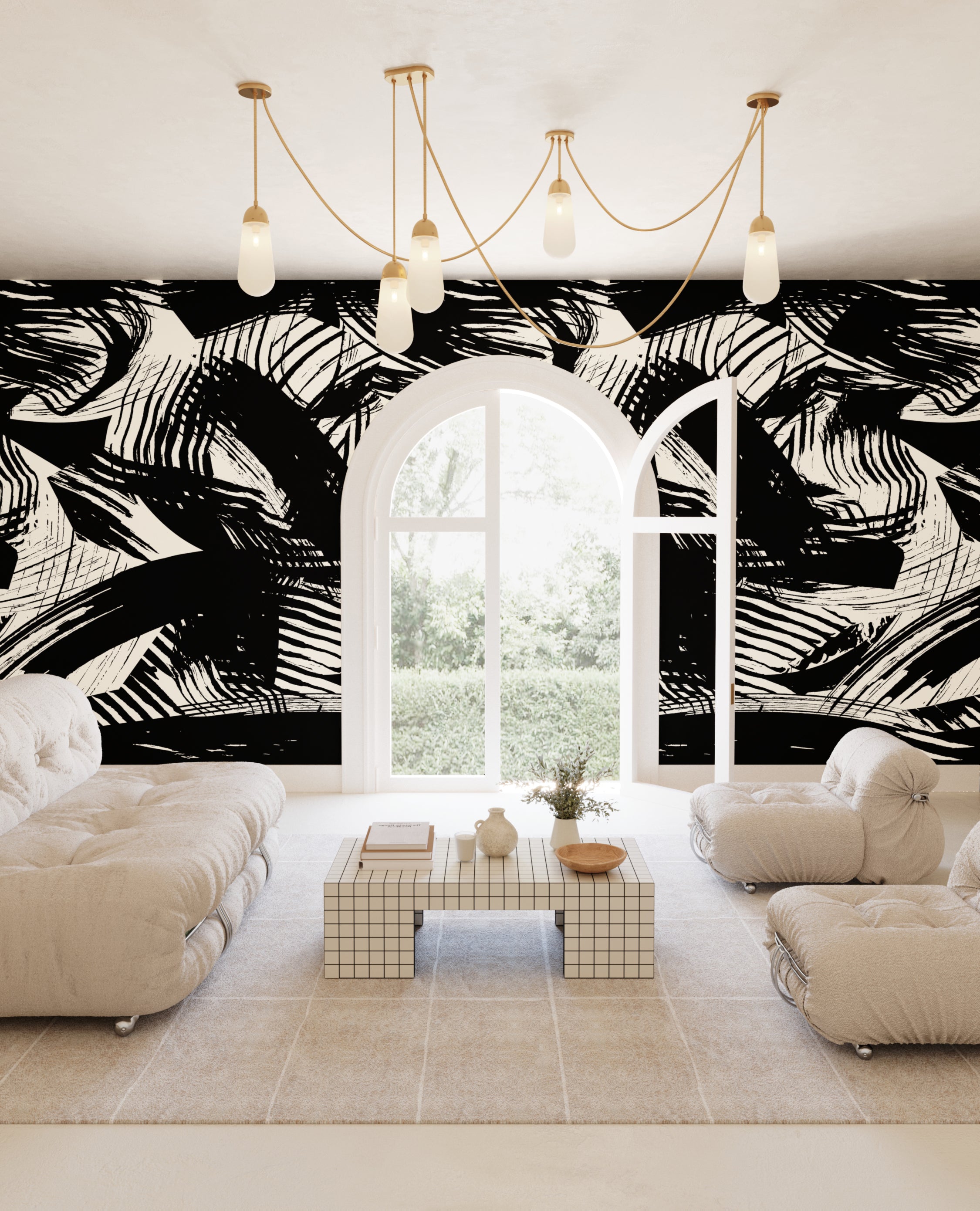 Mixed Tape© Mural Wallpaper in Black + Cremé