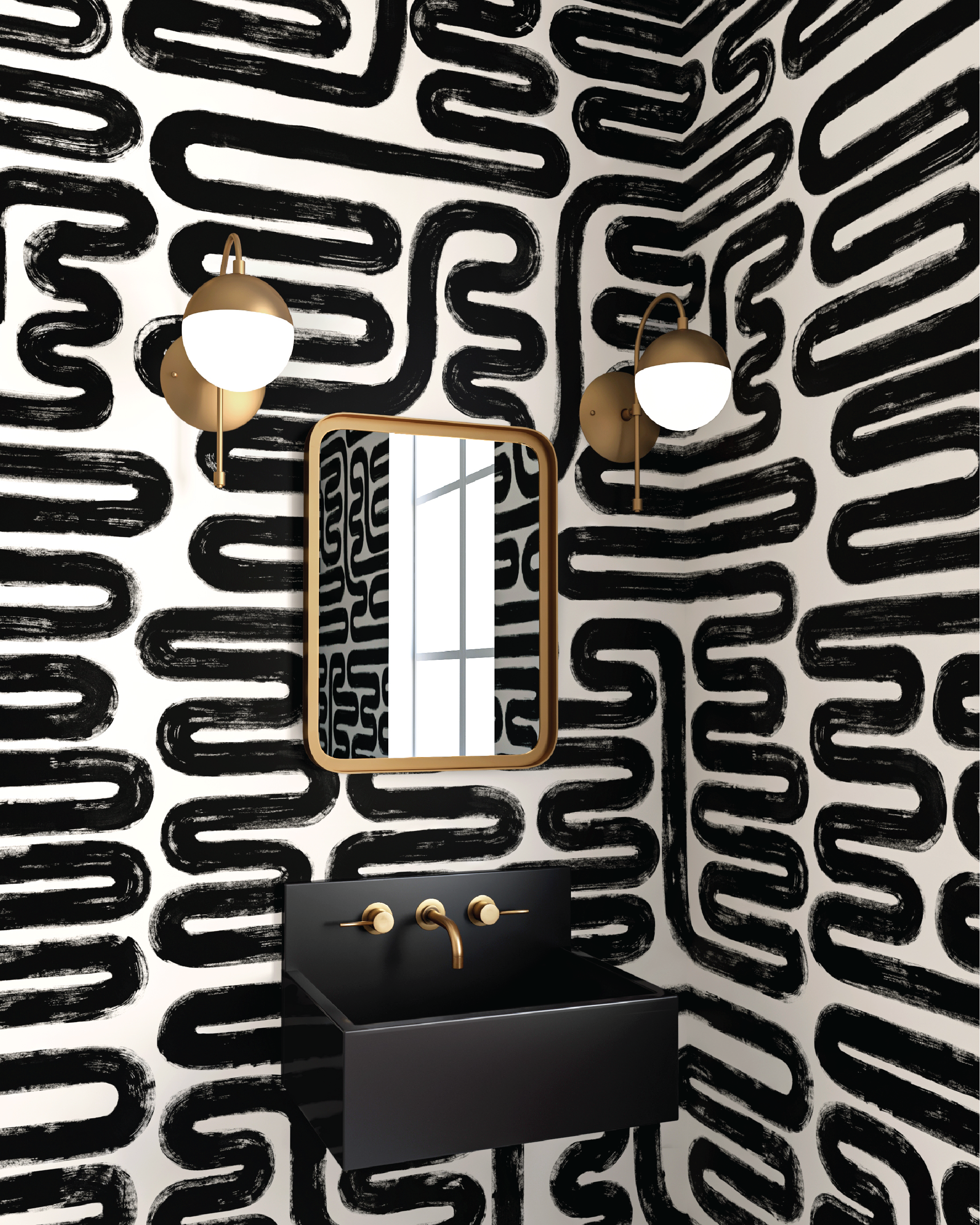 Pac-Man© Wallpaper in Black + Cremé