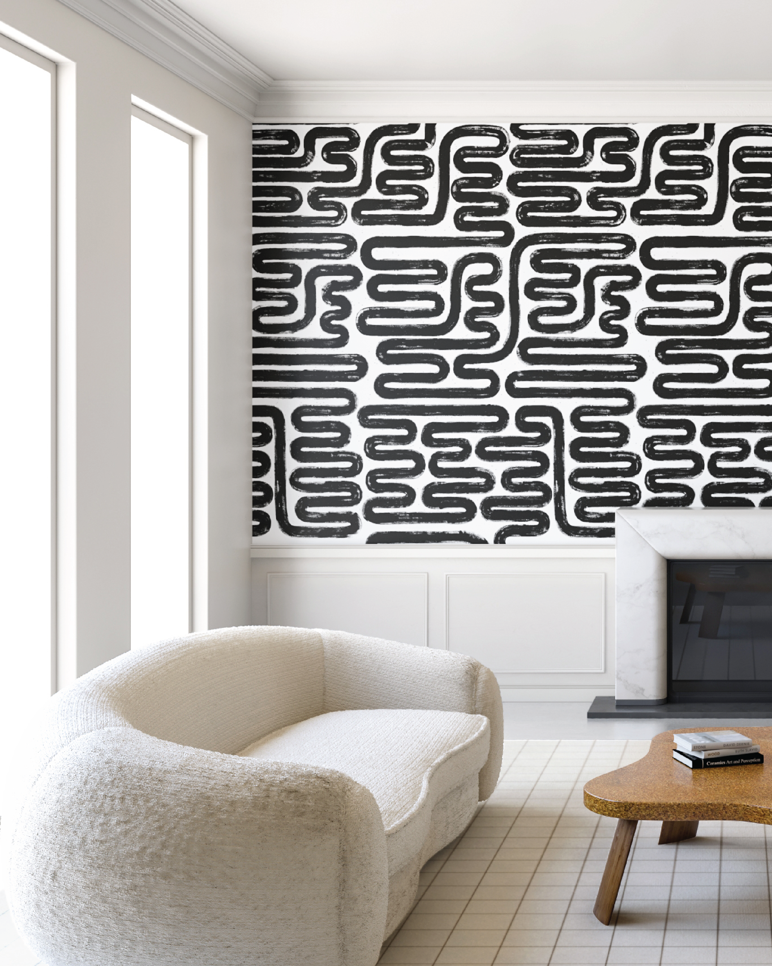 Pac-Man© Wallpaper in Black + White