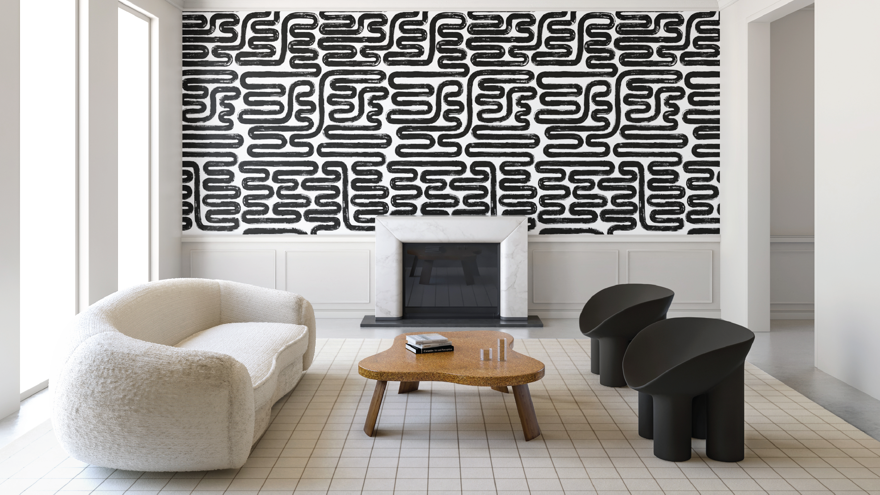 Pac-Man© Wallpaper in Black + White