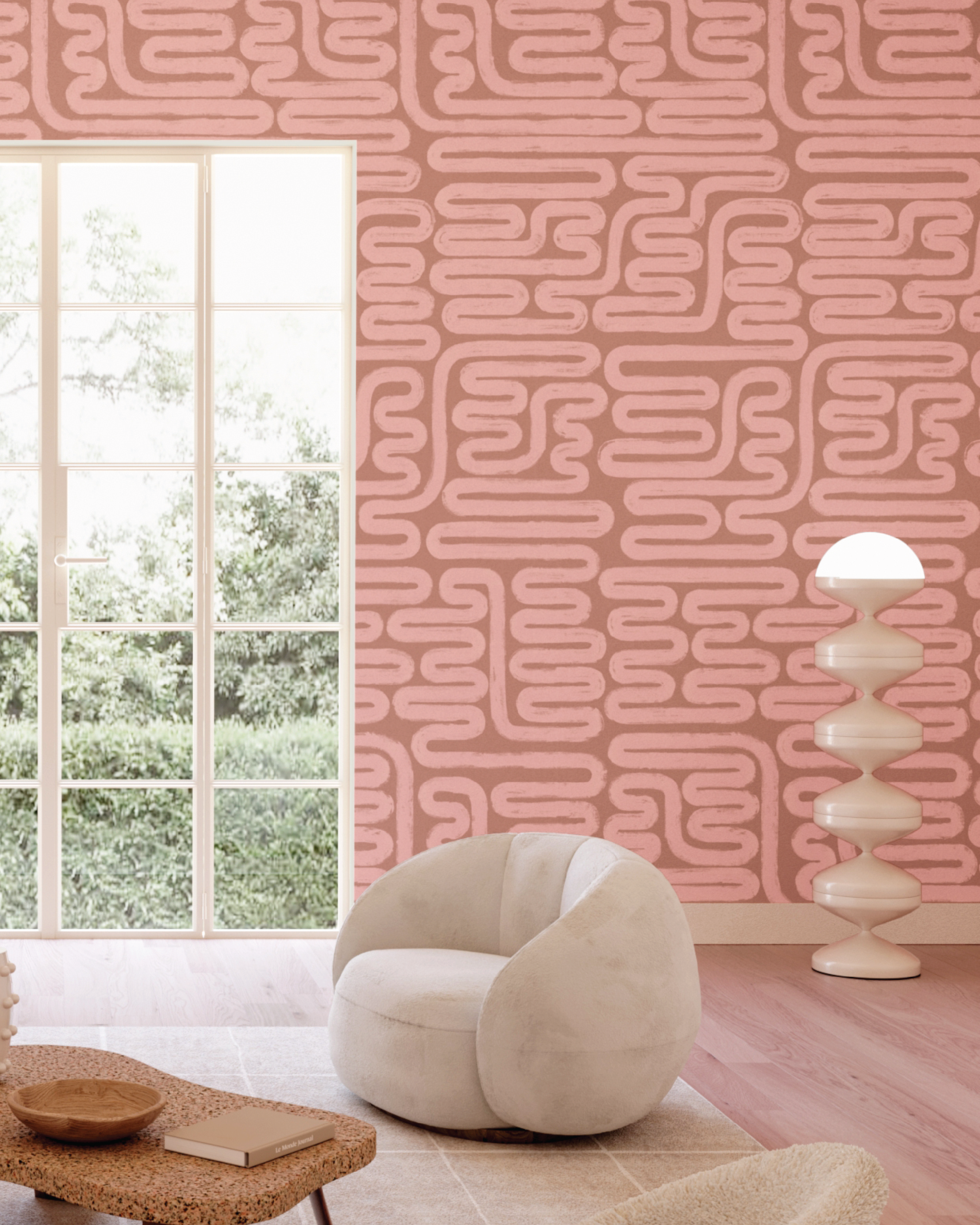 Pac-Man© Wallpaper in Cactus Blossom