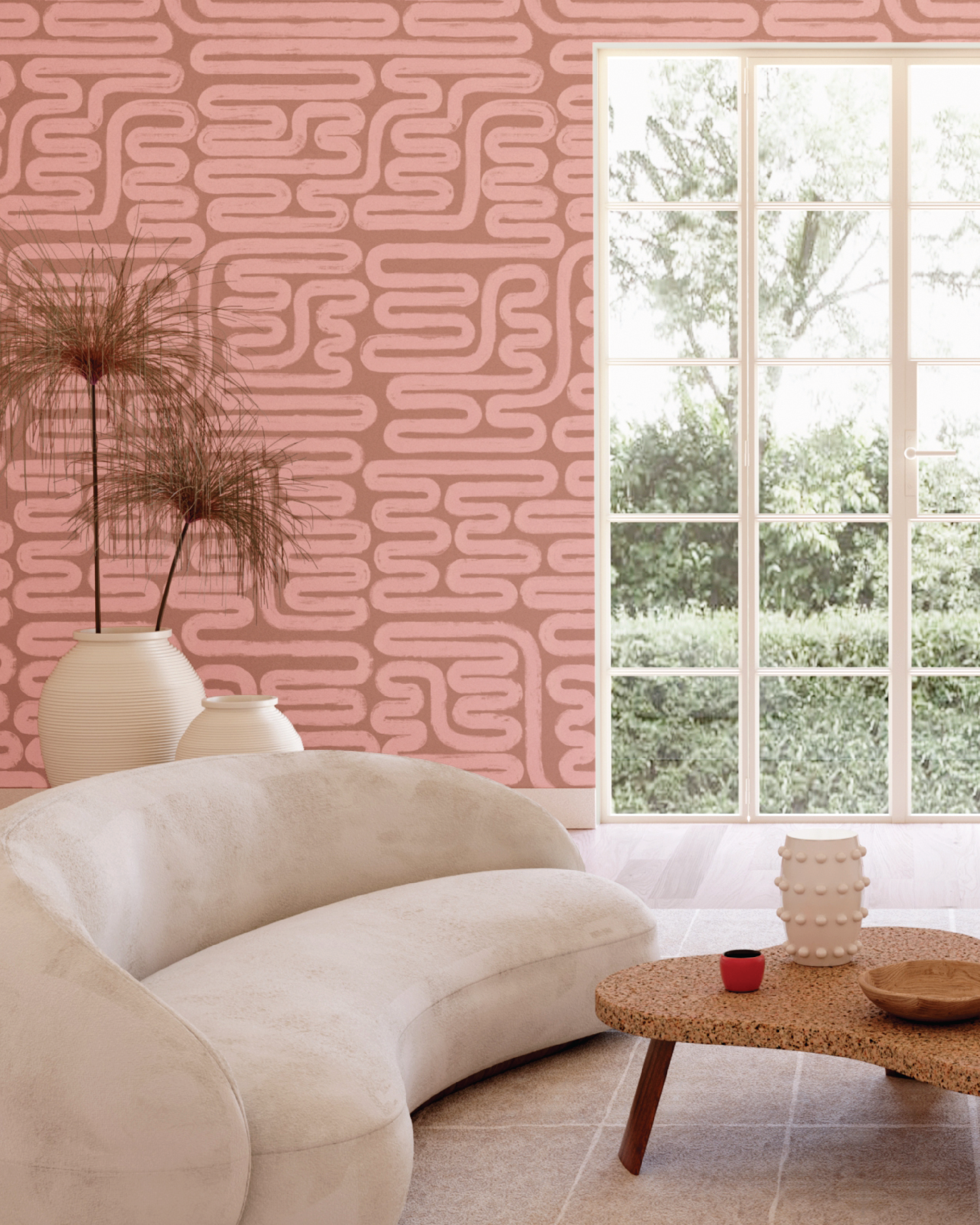 Pac-Man© Wallpaper in Cactus Blossom