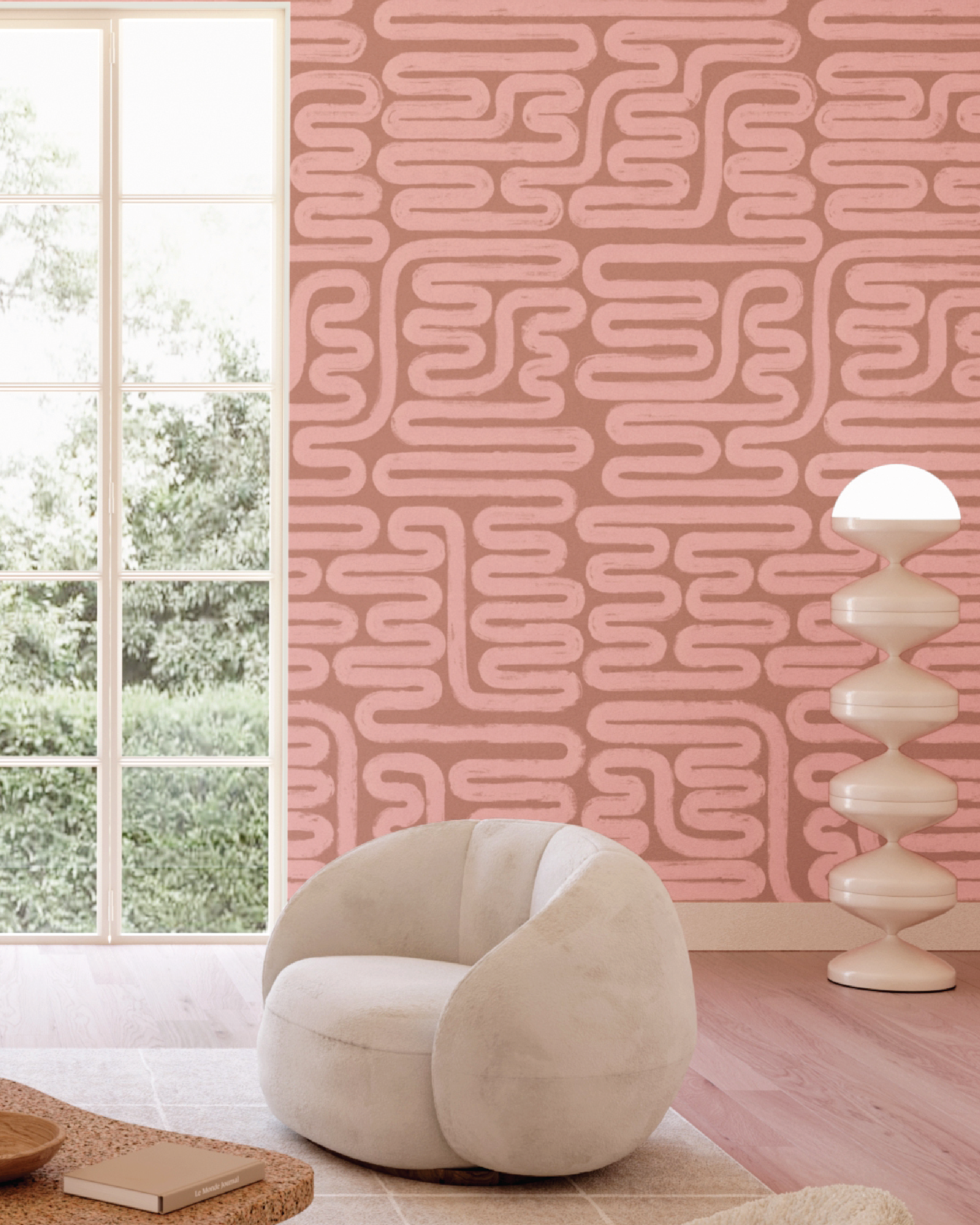 Pac-Man© Wallpaper in Cactus Blossom