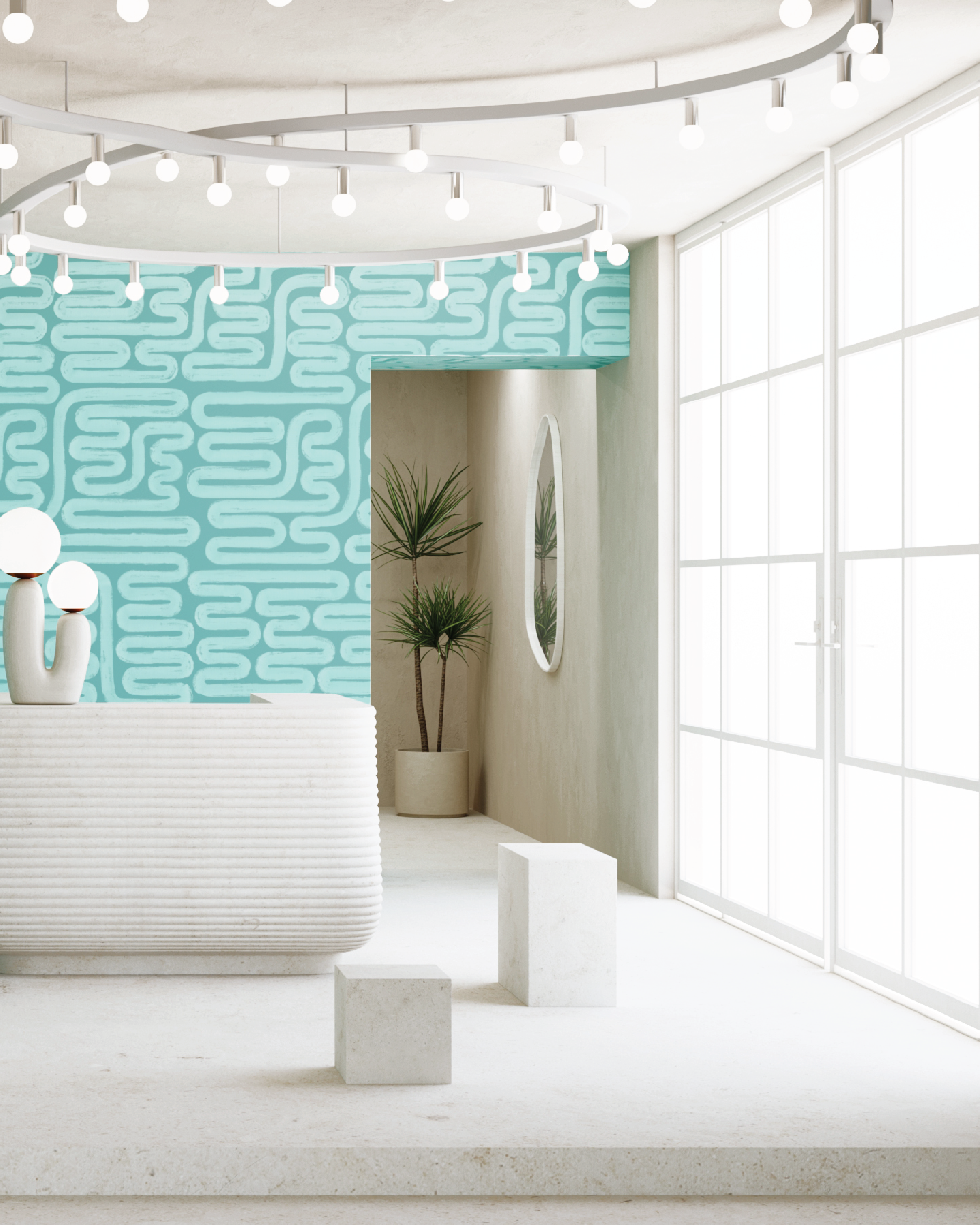 Pac-Man© Wallpaper in Lagoon