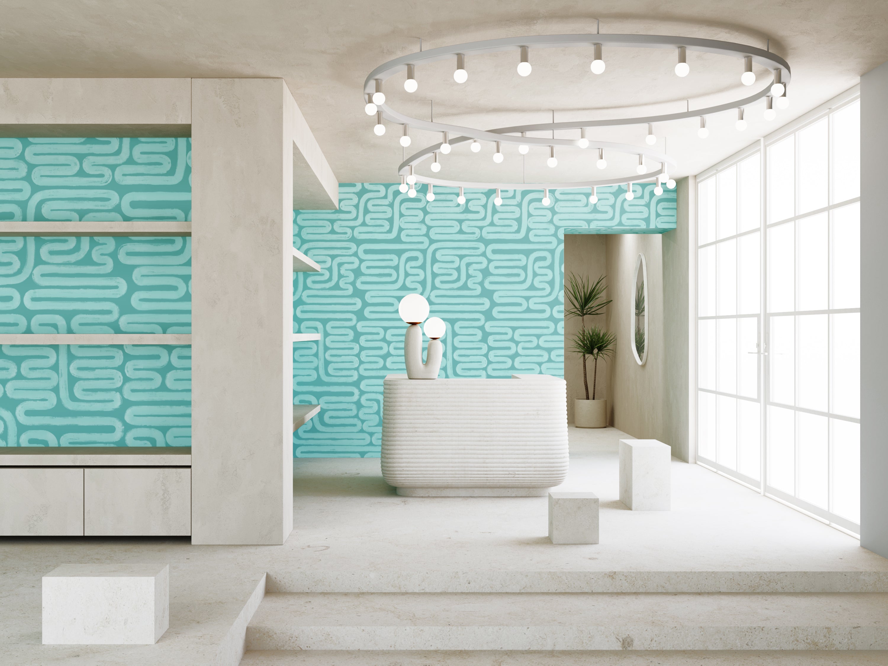 Pac-Man© Wallpaper in Lagoon