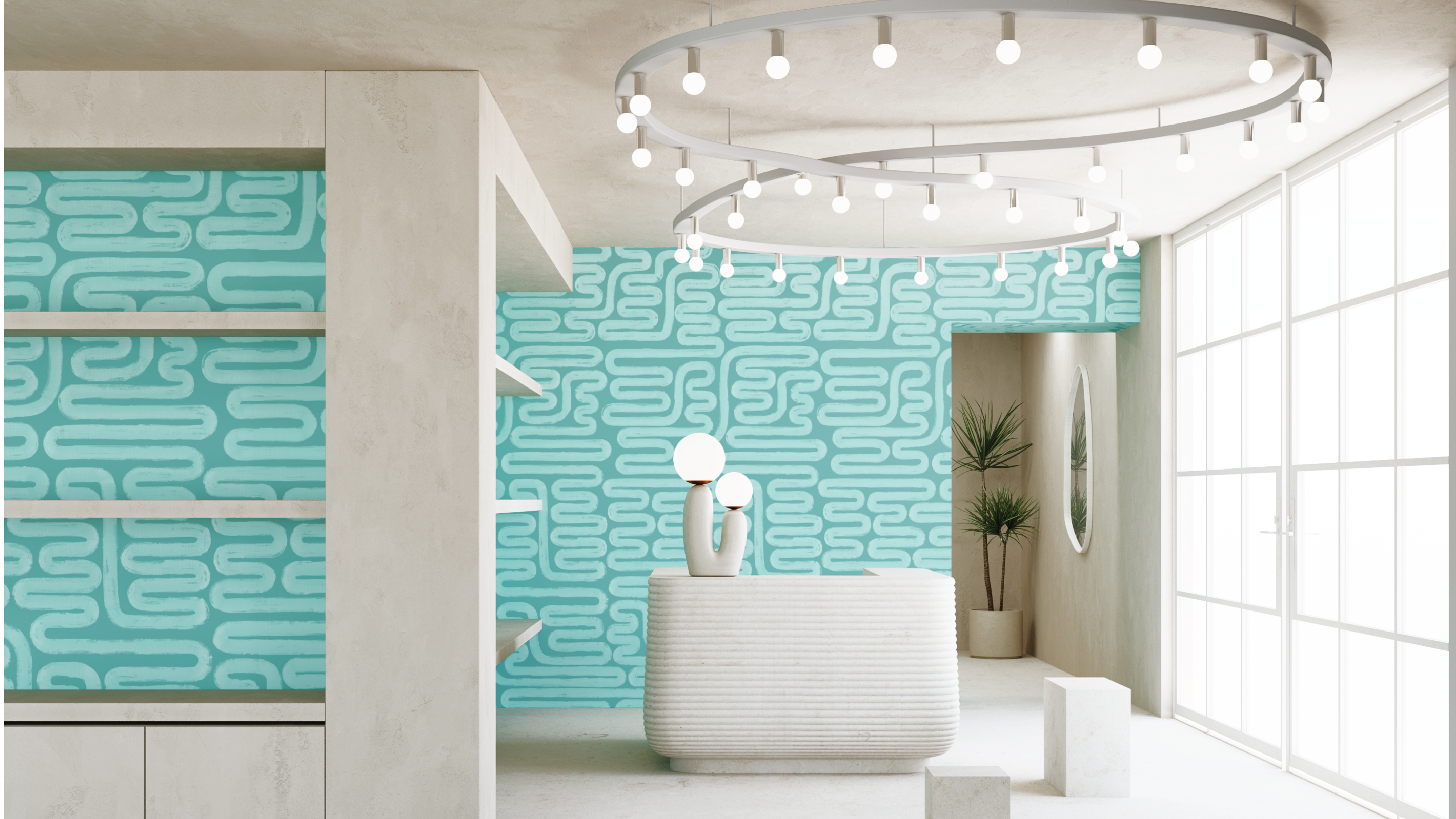 Pac-Man© Wallpaper in Lagoon