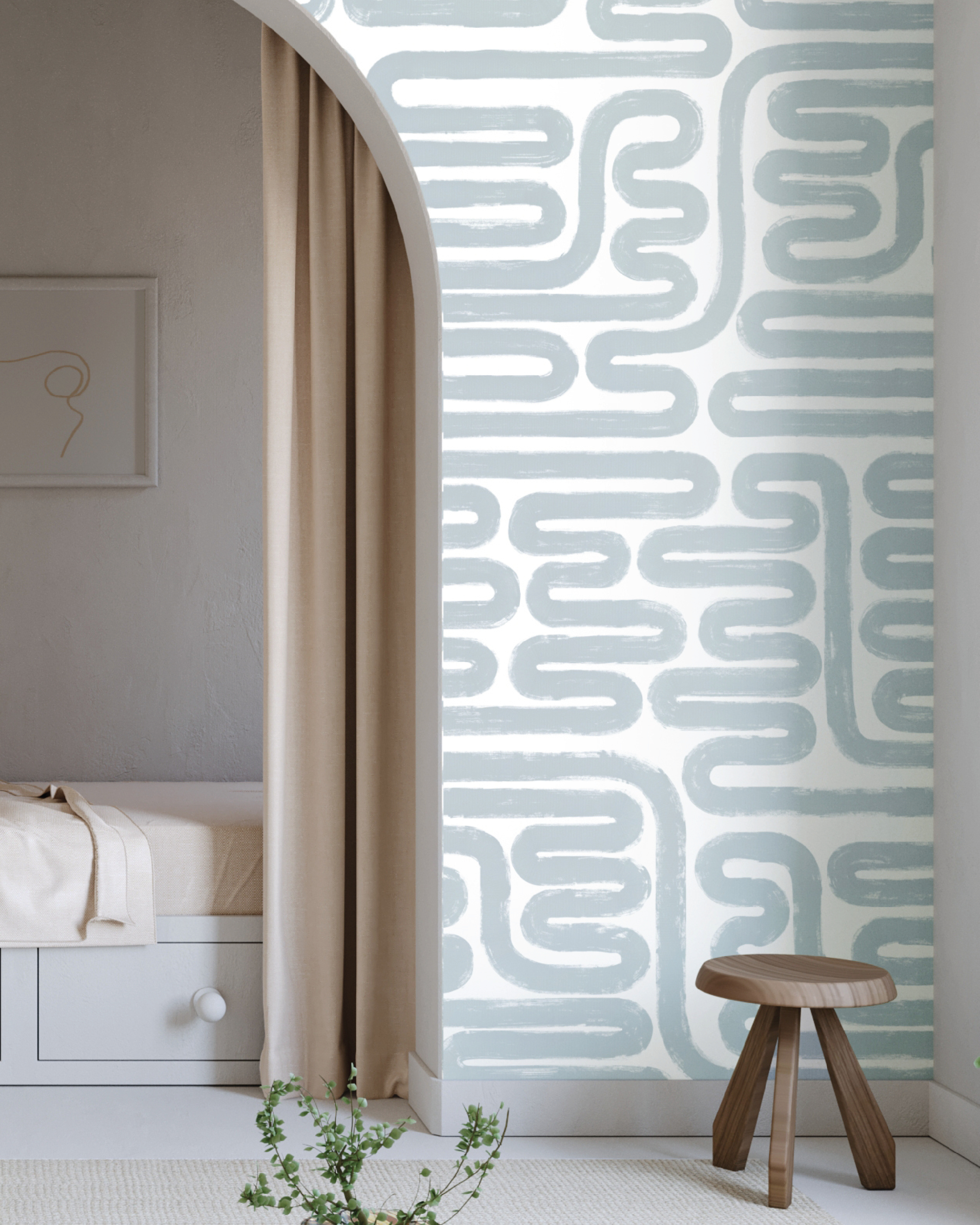 Pac-Man© Wallpaper in Pale Blue