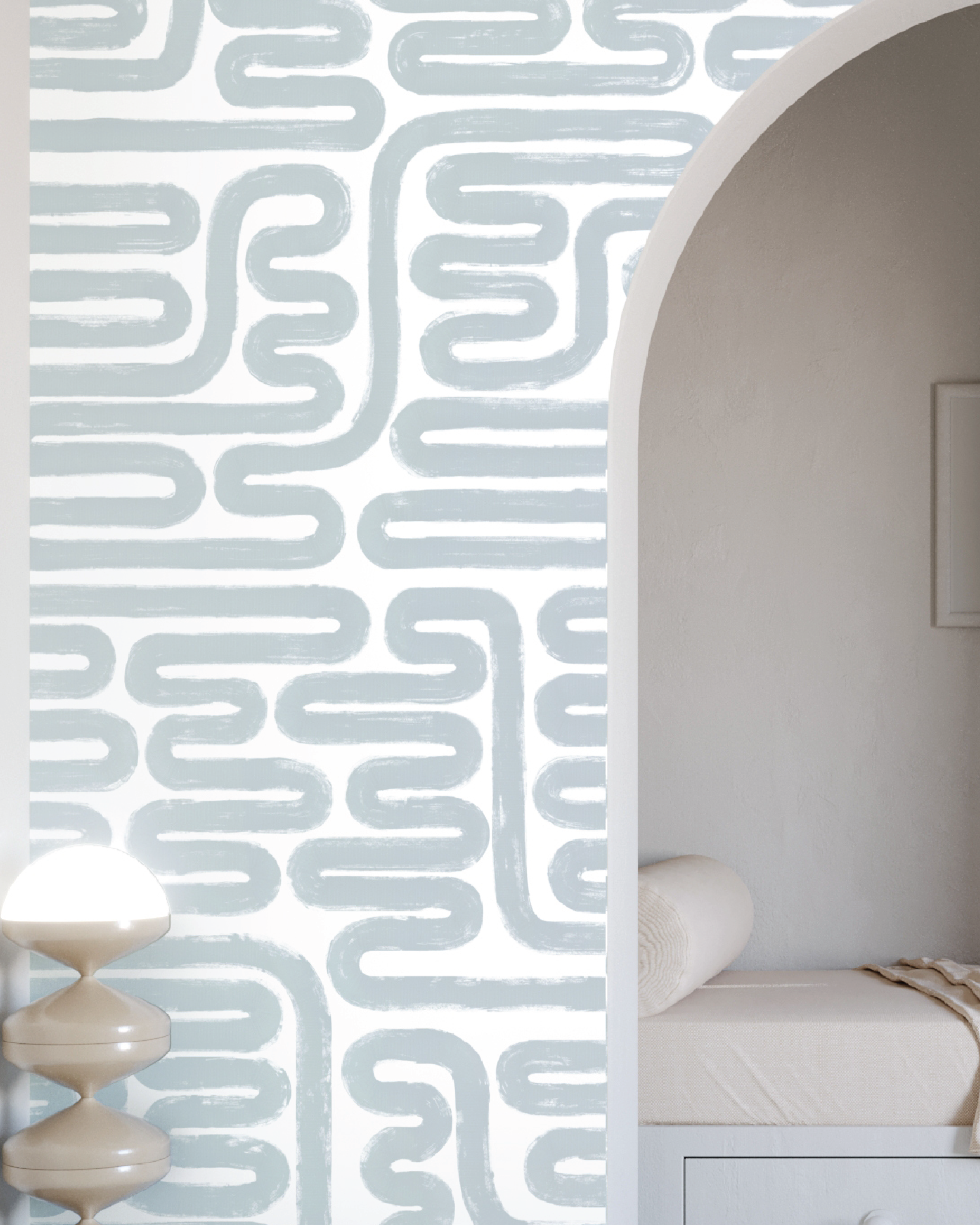 Pac-Man© Wallpaper in Pale Blue