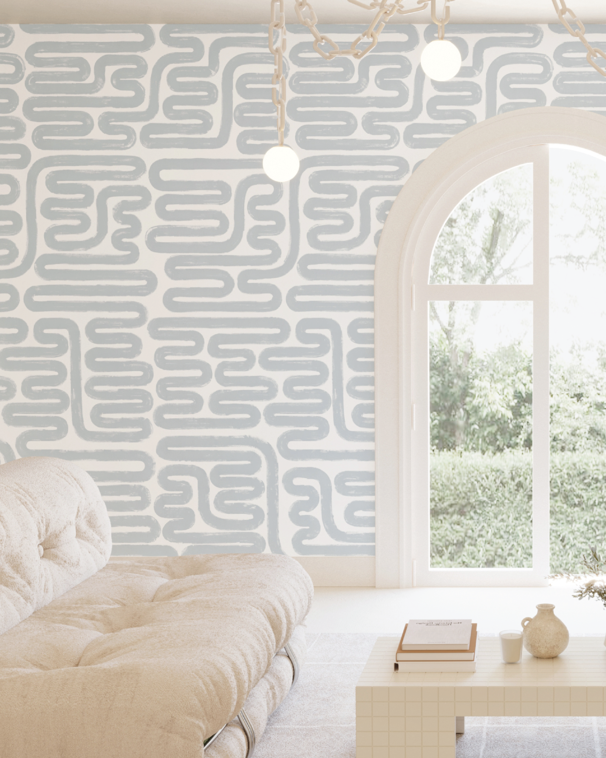 Pac-Man© Wallpaper in Pale Blue